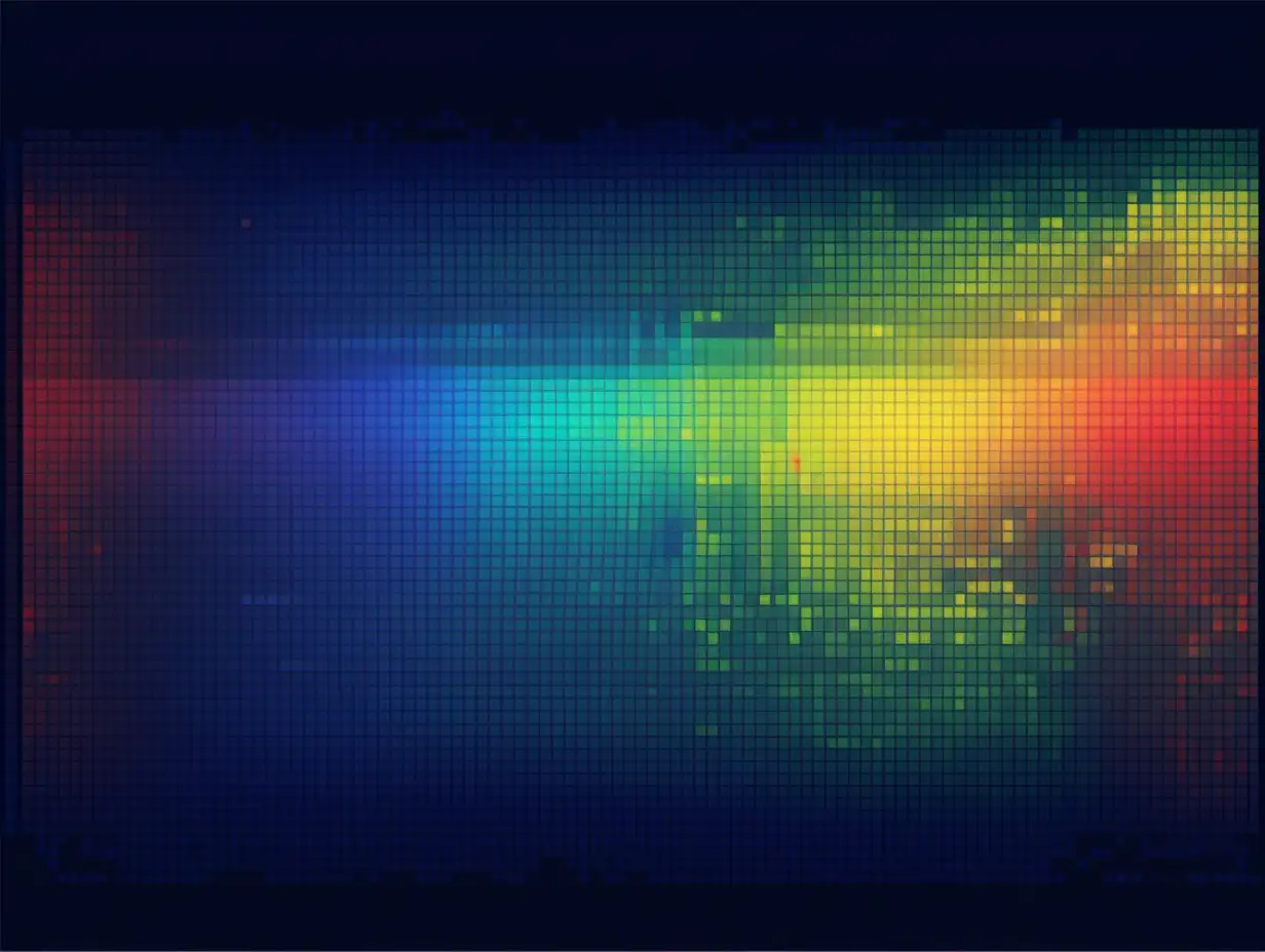 Pixelated Spectrum Background in Blue Green Red and Yellow Hues