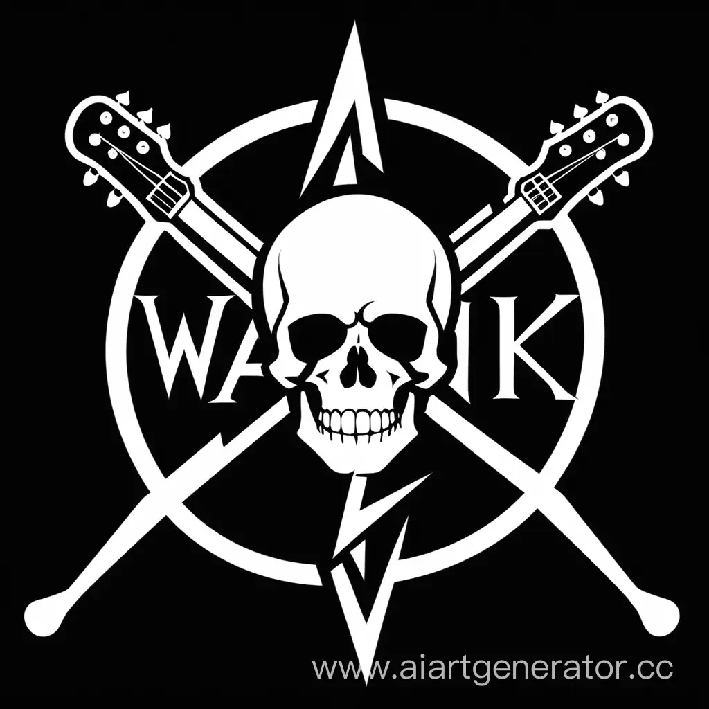 Нарисуй значок "Walking" для рок группы. На нем должны присутствовать: черепа,электрогитары.

