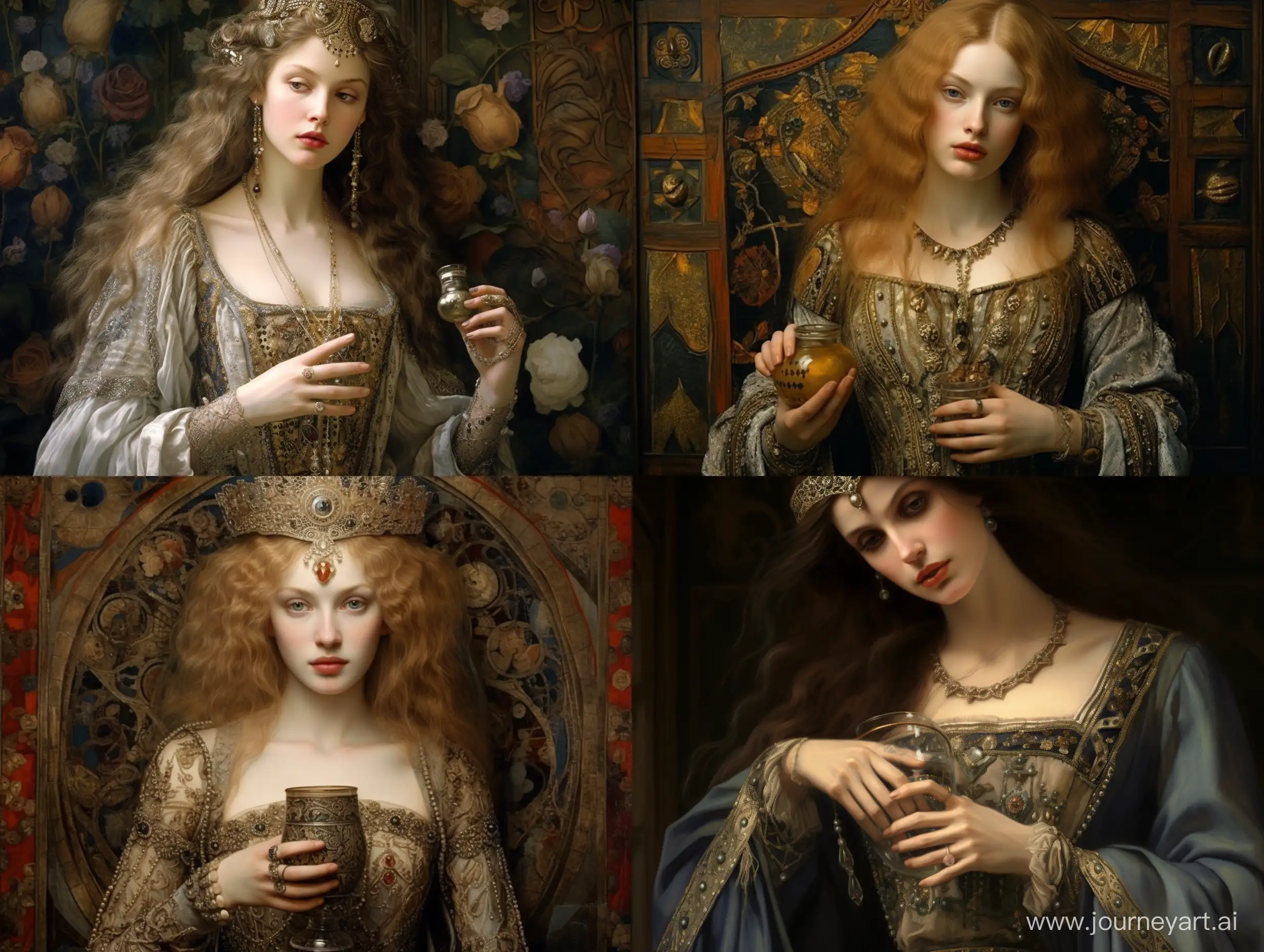 Elegantly-Attired-13th-Century-Woman-Holding-Perfume-Historical-Fashion-Art