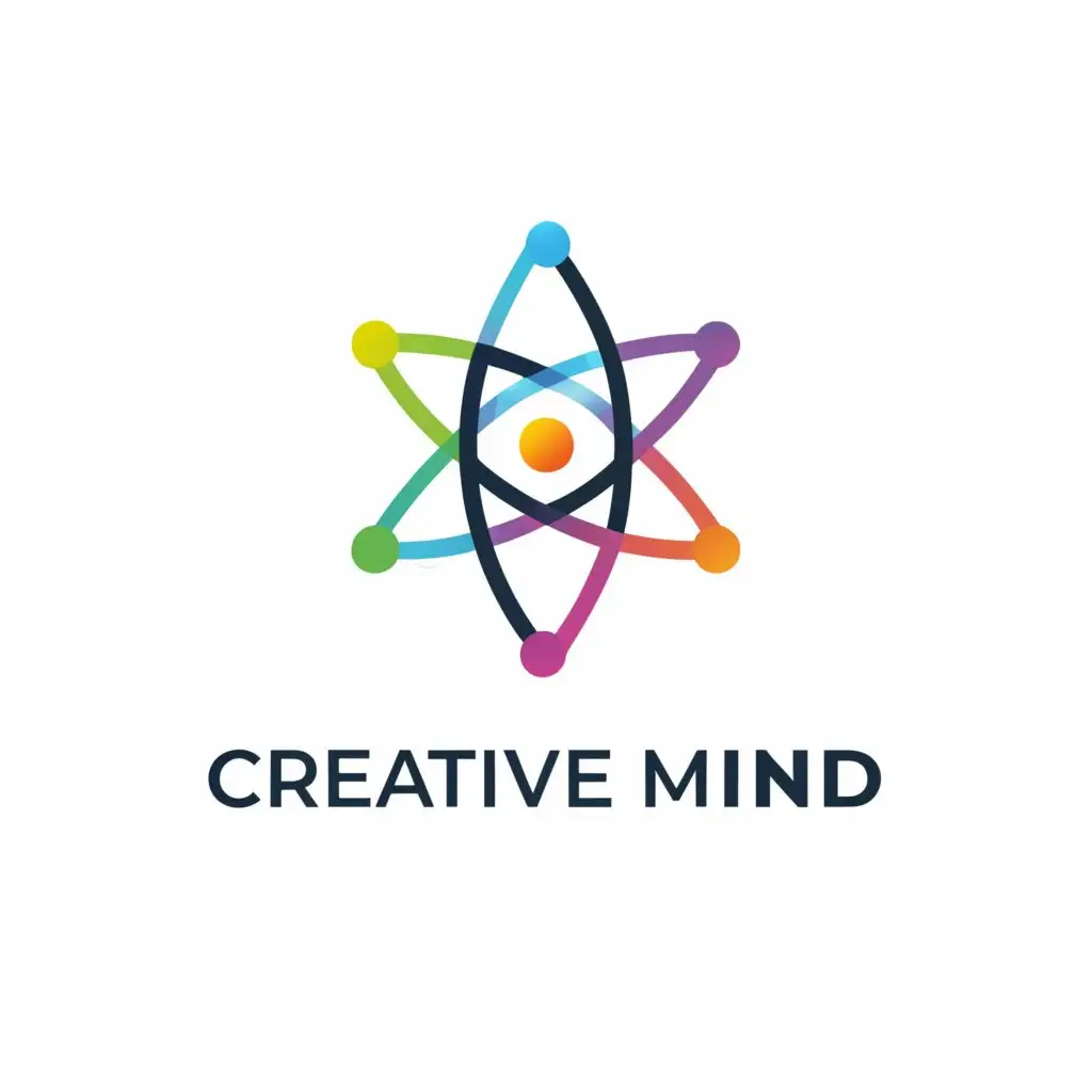 a logo design,with the text "Creative mind", main symbol:brain atom,Moderate,clear background