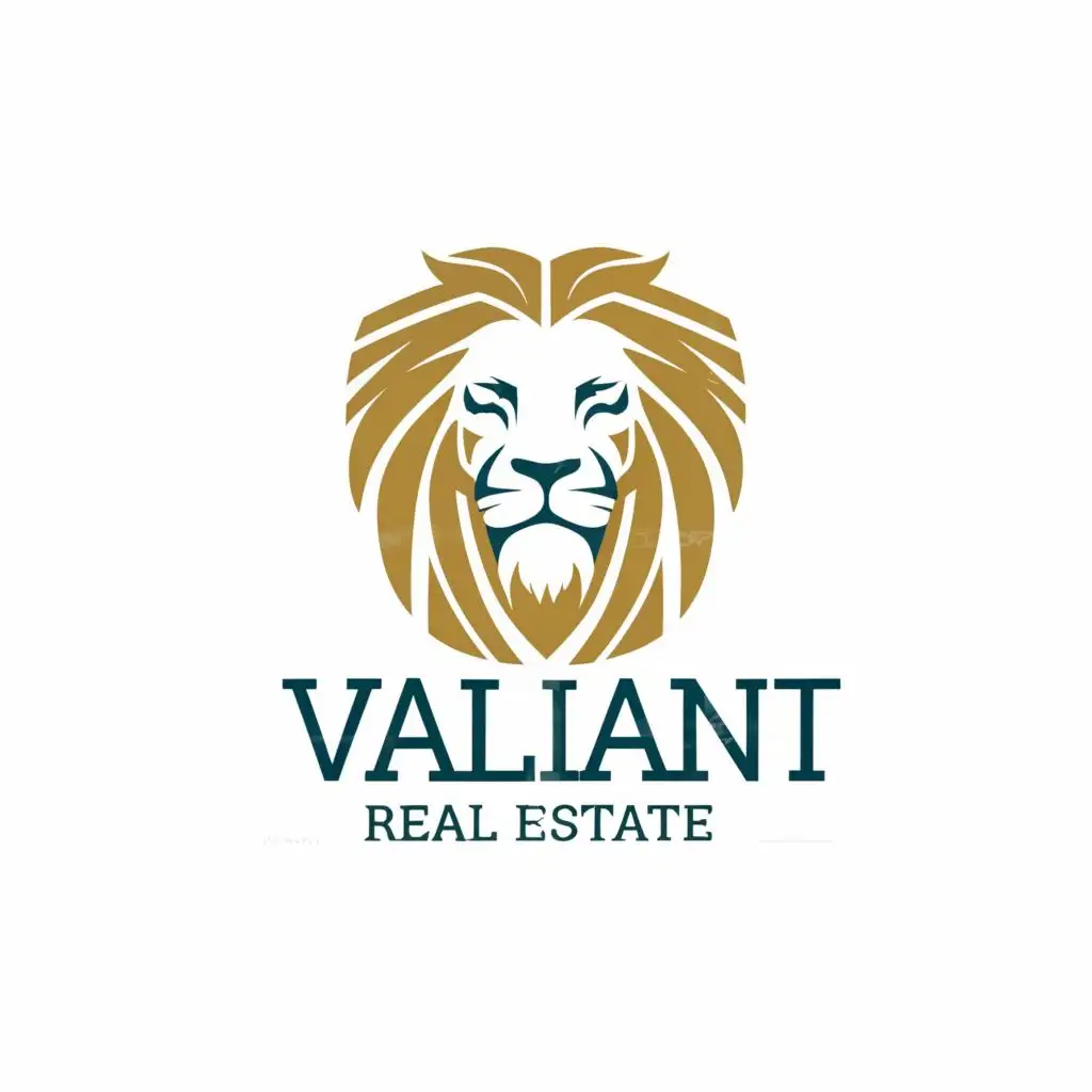 logo, Lion, with the text "Valiant Real Estate ", typography, be used in Real Estate industry