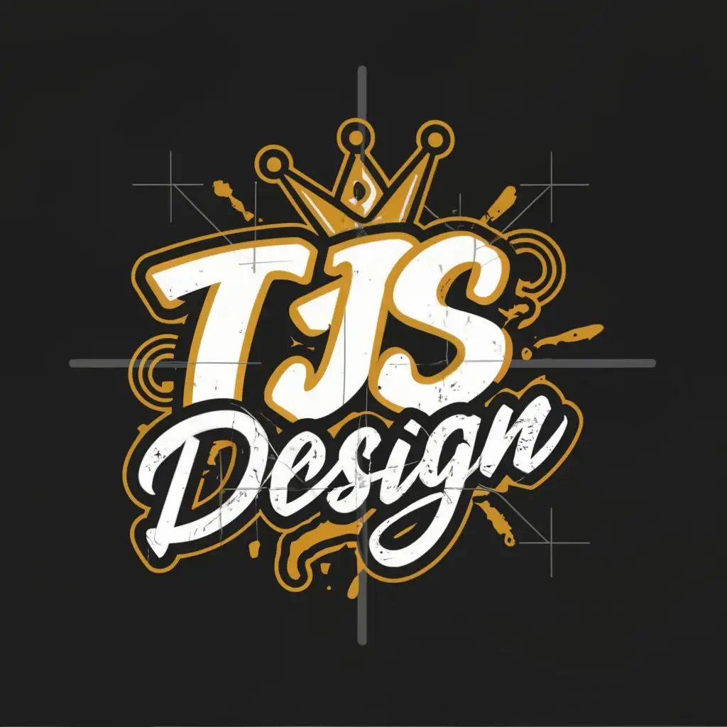 LOGO-Design-For-TJS-Design-Graffiti-Lettering-with-Crown-Symbol-on-Clear-Background