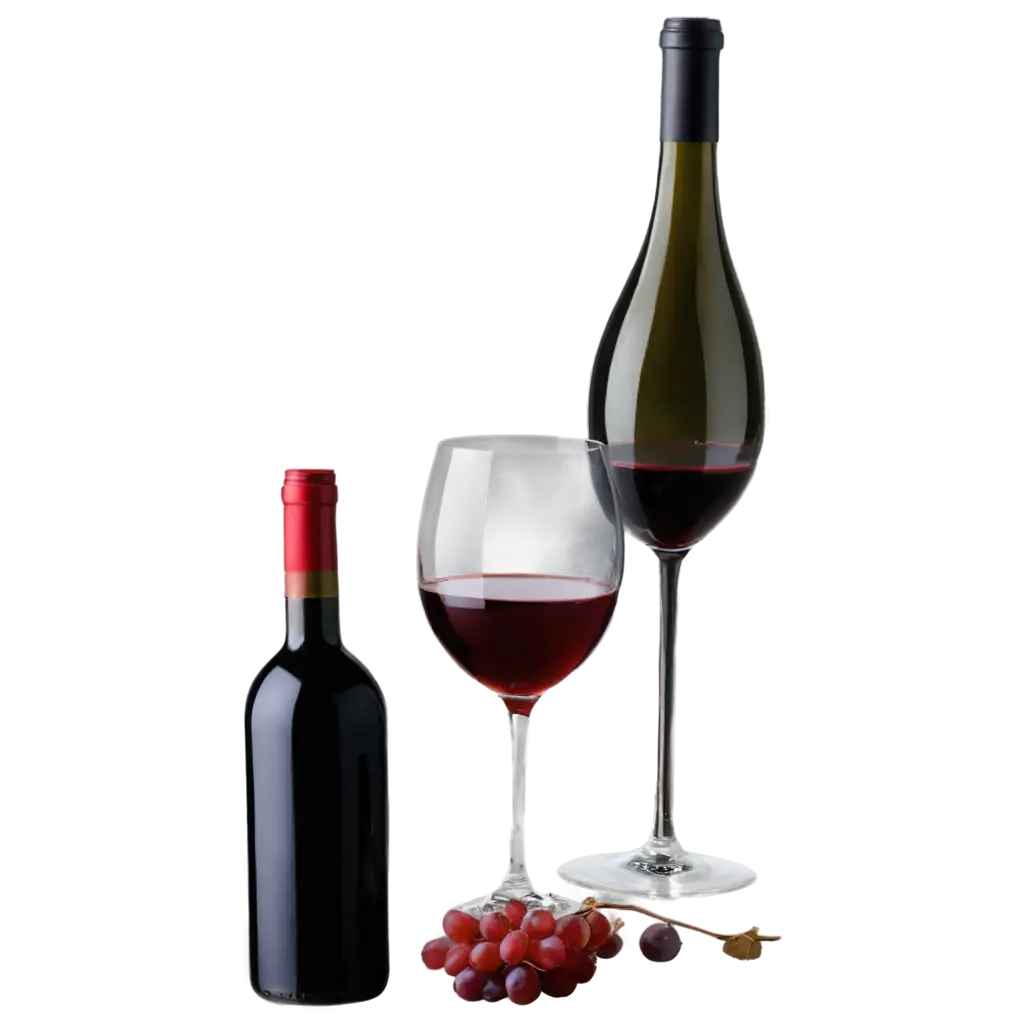 поставь в ряд бутылку красного вина и наполовину заполненный винный бокал с красным вином