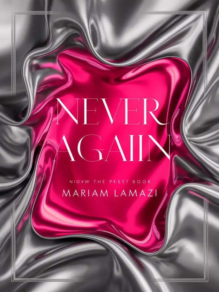 обложка для книги "Never Again" автор Mariam Lamazi
полностью серебристо ярко розового глянцевого цвета.  Смешать с серебристым чтоб получилось розовое серебро. красиво, дорого, завораживающе 

