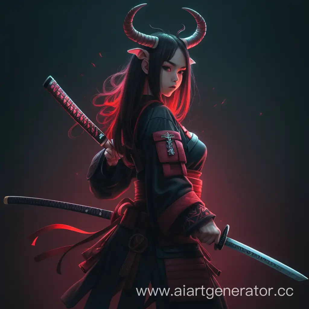 Mystical-Warrior-with-Horns-and-Katana-in-Enigmatic-Red-Ambiance