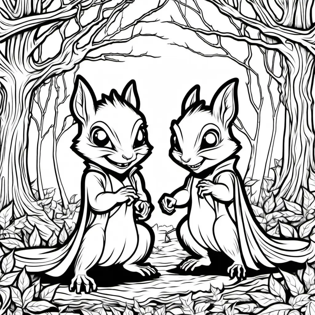 Vibrant Vampire Monster Squirrel Coloring Pages for Teens