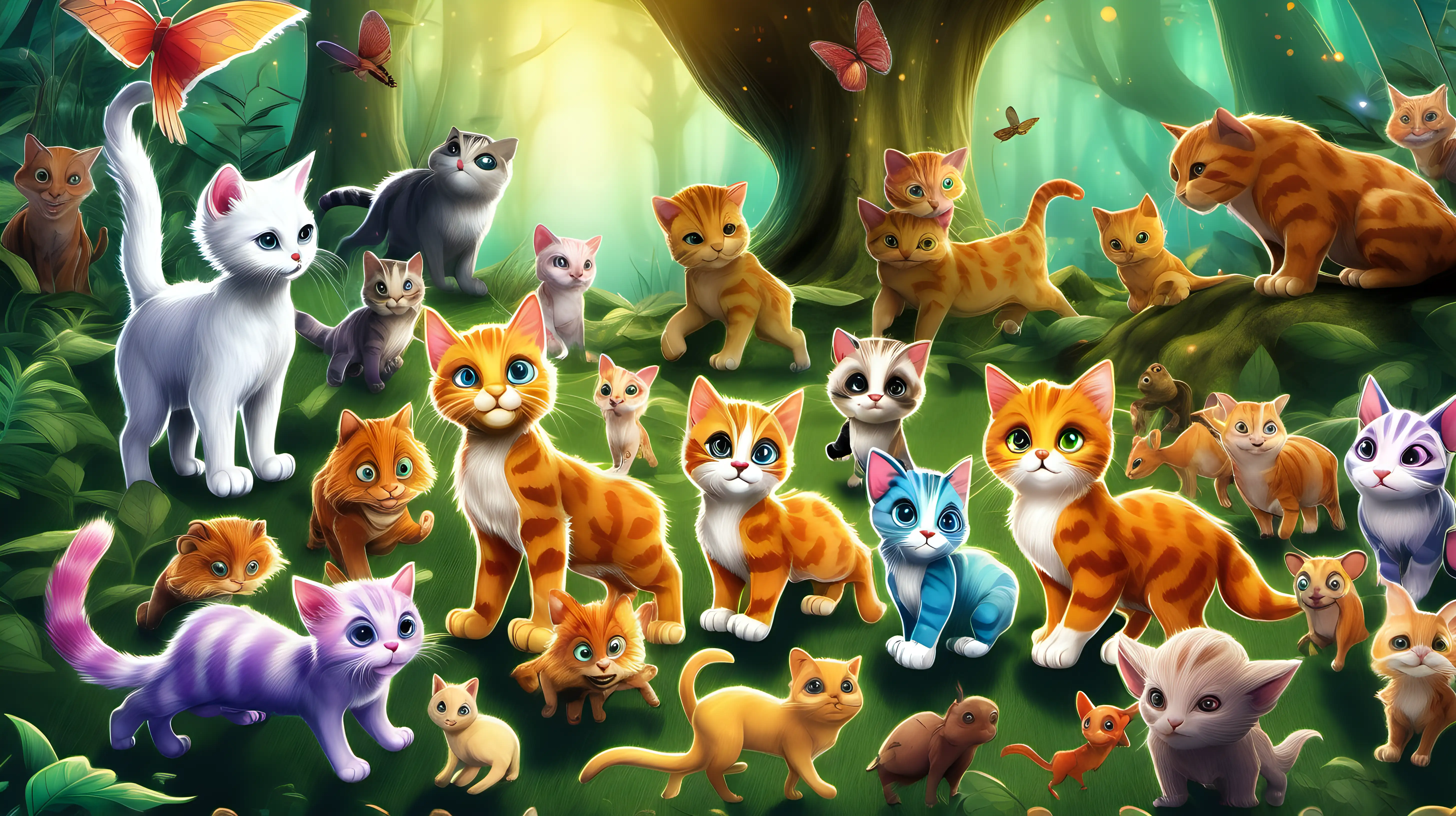 Enchanting Forest Expedition Led by Adorable Kitten