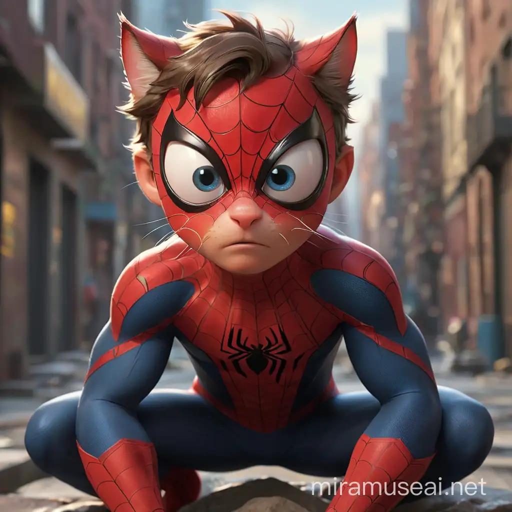 Spiderman Feline Fusion Action Scene
