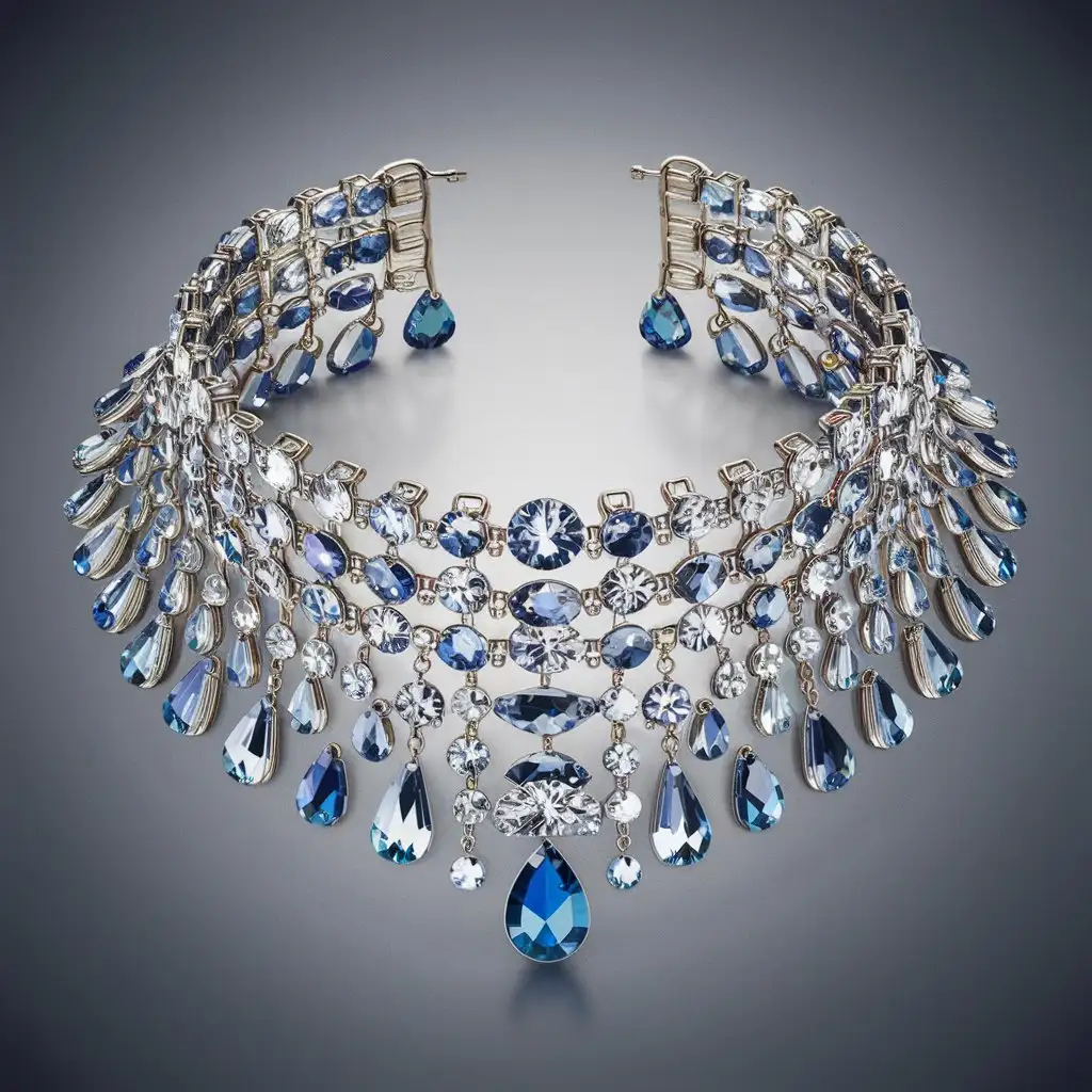 Elegant Crystal Necklace Choker Set Sparkling Jewelry Ad