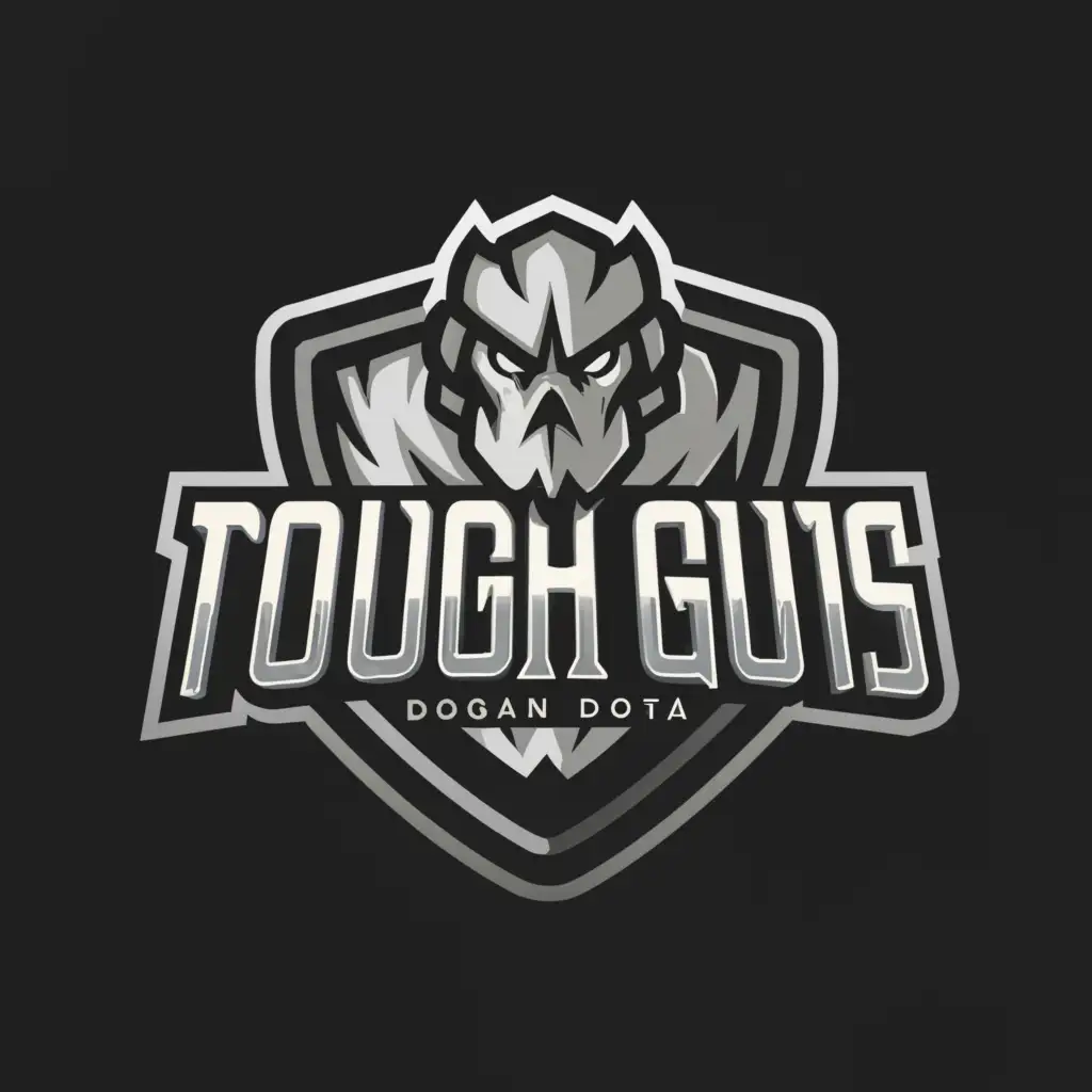 a logo design,with the text "tough guys", main symbol:something in black and white on the theme of Dota,Moderate,clear background