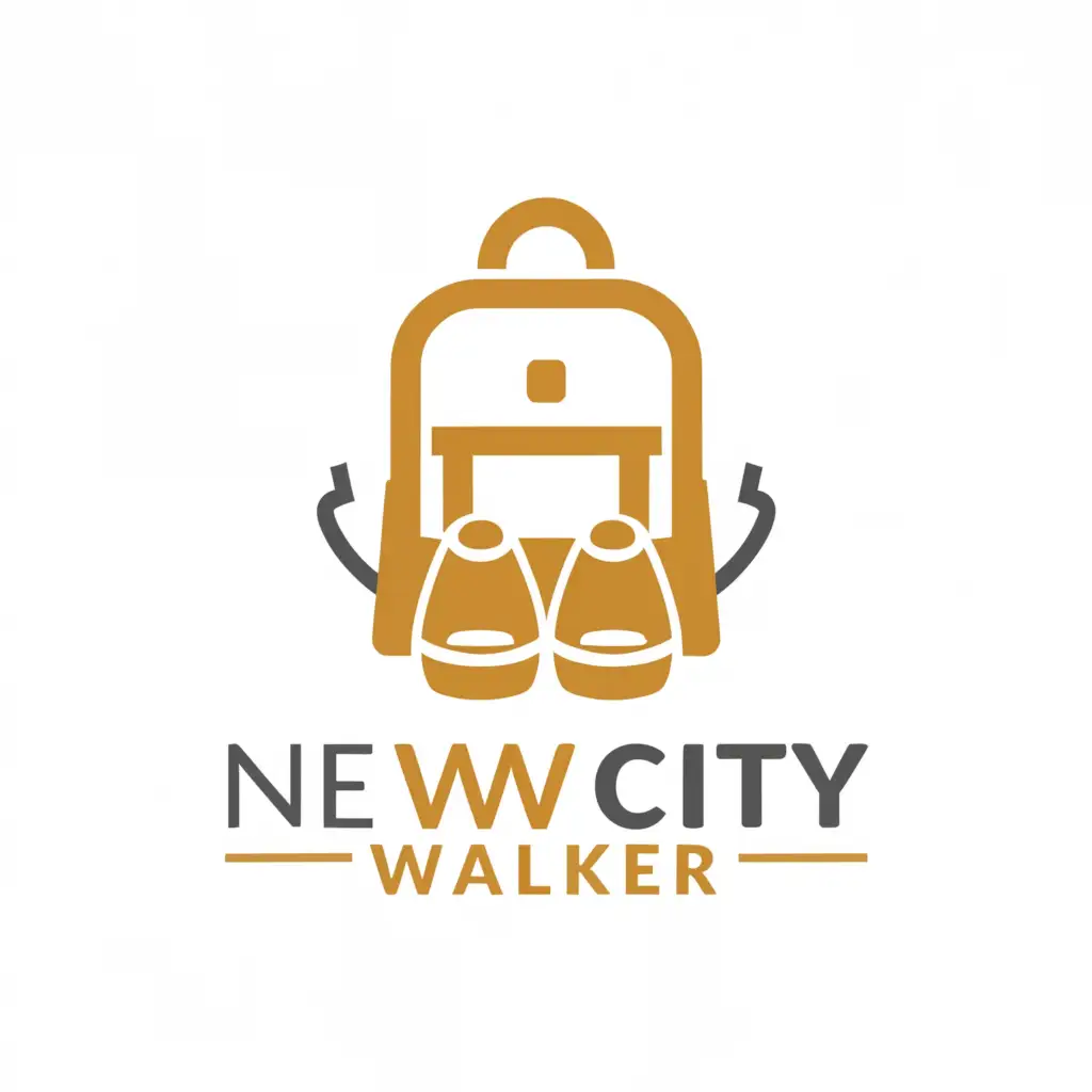 a logo design,with the text "New city walker", main symbol:Bag and shoes,Moderate,clear background