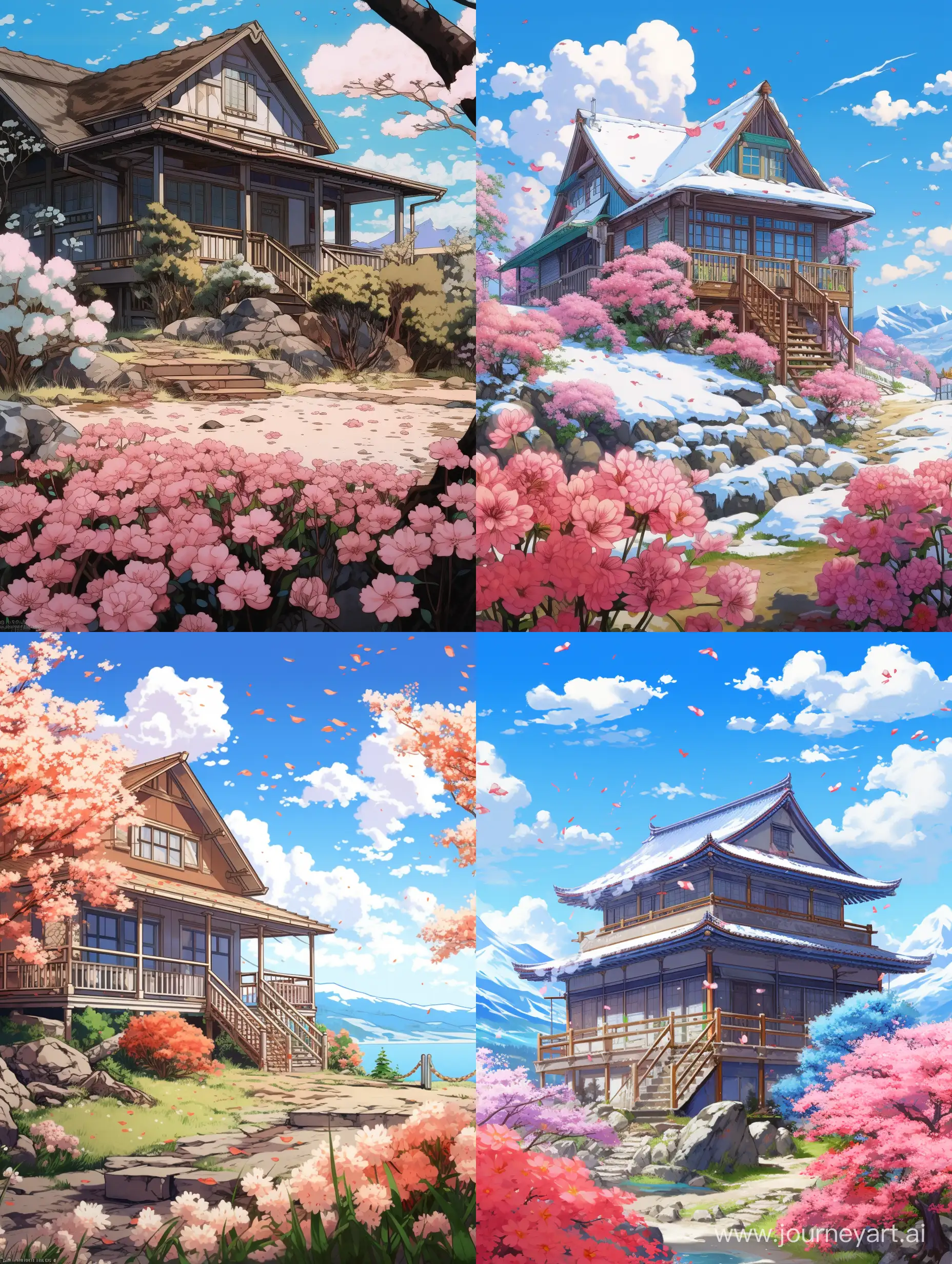 Enchanting-Anime-Scene-House-Snow-and-Flowers-in-34-Aspect-Ratio