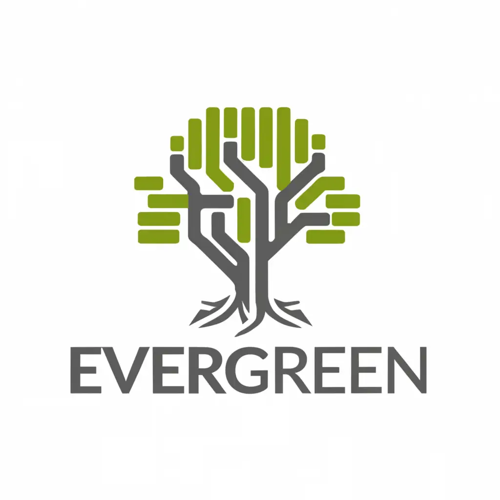a logo design,with the text "Evergreen", main symbol:Craft a logo that exudes a sense of perpetual modernization and technological advancement. Embrace a sleek and contemporary visual style, utilizing clean lines, minimalist design elements, and vibrant colors to convey the concept of staying up-to-date and usable year-round. Incorporate subtle imagery suggestive of growth, innovation, and sustainability to underscore the project's overarching goals,Moderate,be used in Technology industry,clear background