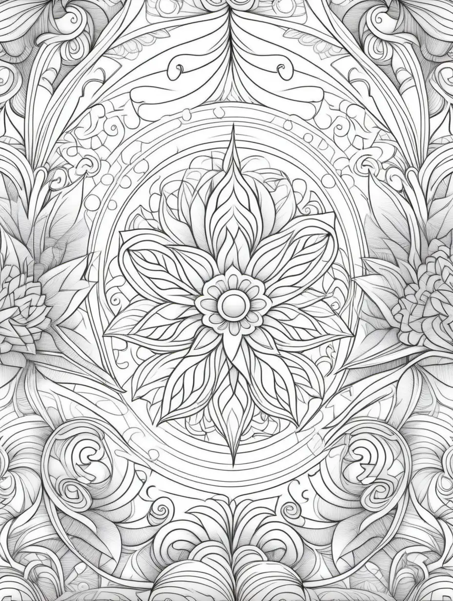 create a seamless magical pattern outline on a white clear background for a adult coloring book