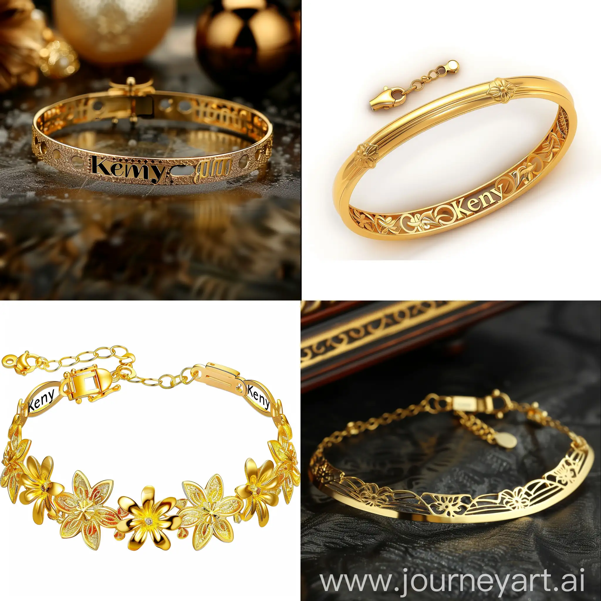 A golden bracelet with name of “Kemy”