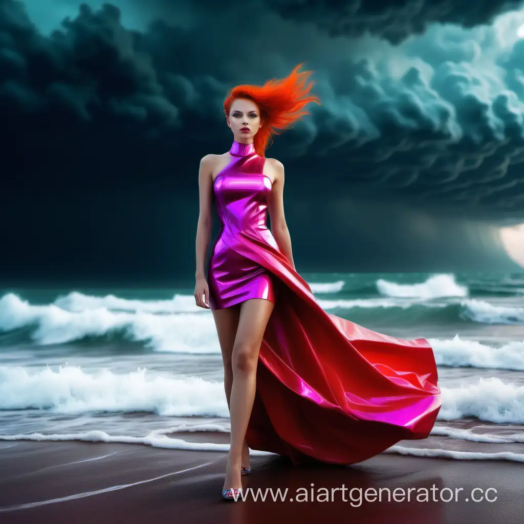 Futuristic-Sea-Storm-Elegance-Stunning-Girl-in-UnrealColored-Dress