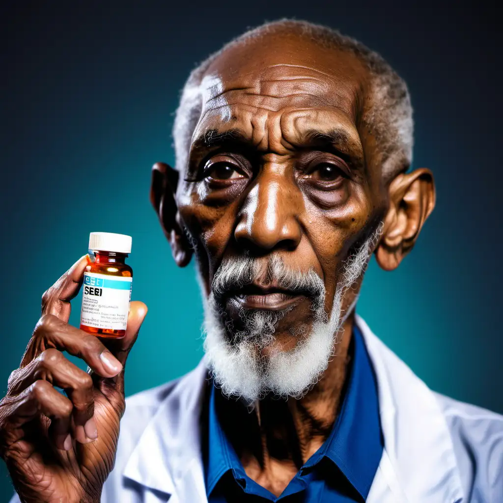 Dr Sebi Holding Herbal Pill Bottle for Natural Healing