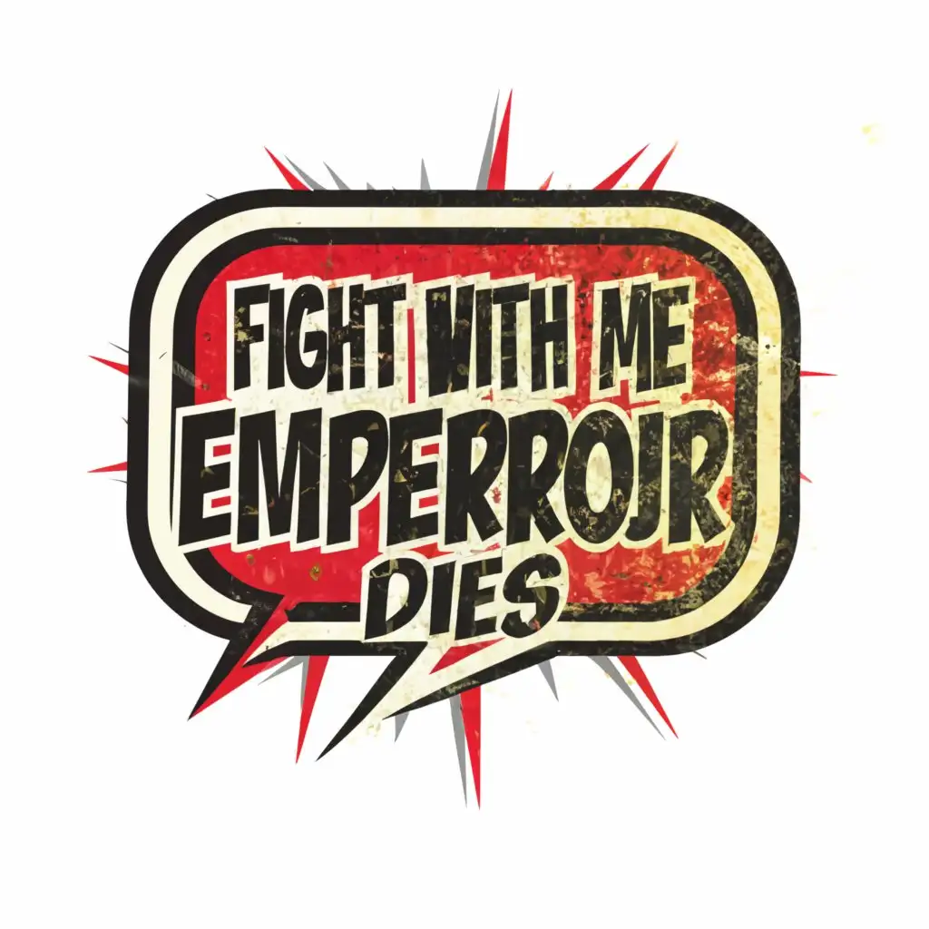 a logo design,with the text "comic speech bubble with text, "fight with me or emperor dies"", main symbol:comic speech bubble with text, "fight with me or emperor dies",Moderate,be used in Entertainment industry,clear background