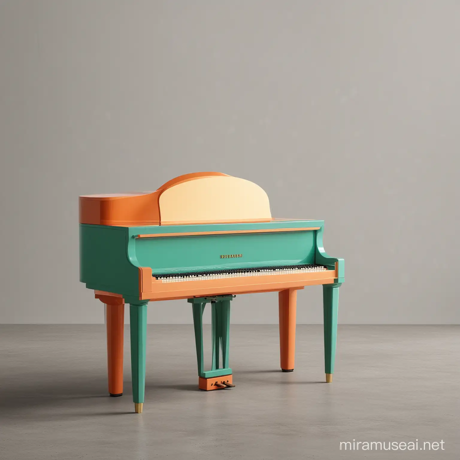 "Imagina un piano diseñado por Ettore Sottsass, el maestro del diseño postmoderno. Este piano fusiona líneas audaces y colores vibrantes en una composición que desafía las convenciones tradicionales. Su forma única, inspirada en elementos geométricos y orgánicos, crea una experiencia visual y táctil única al tocar. Los acabados en tonos brillantes y contrastantes reflejan la personalidad audaz y creativa de Sottsass, mientras que la funcionalidad y la calidad sonoras se mantienen impecables, mostrando la maestría en el diseño y la ingeniería combinados en una obra de arte musical."