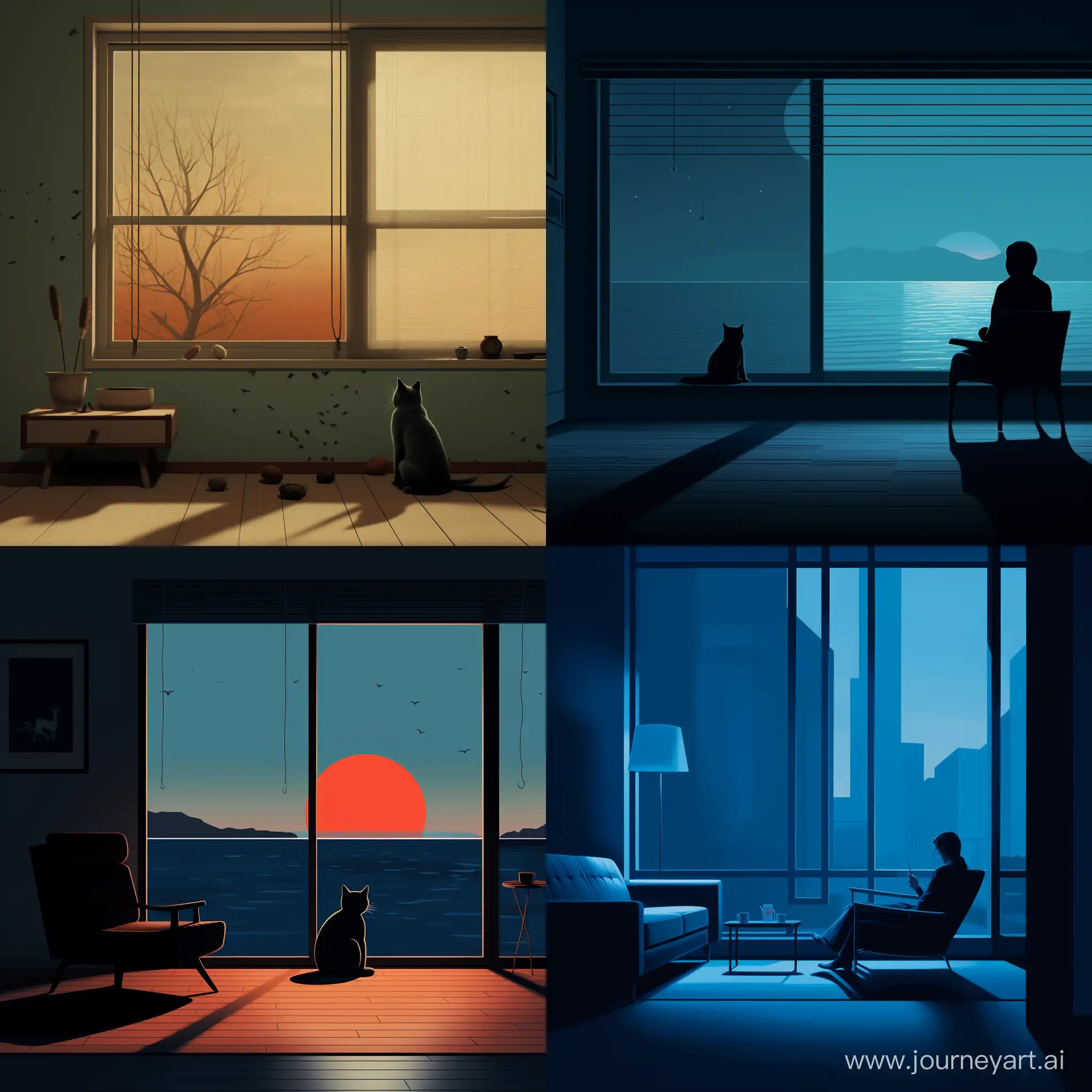 Relaxed-Blue-Cat-Lounging-by-the-Window-in-Minimalistic-2D-Setting