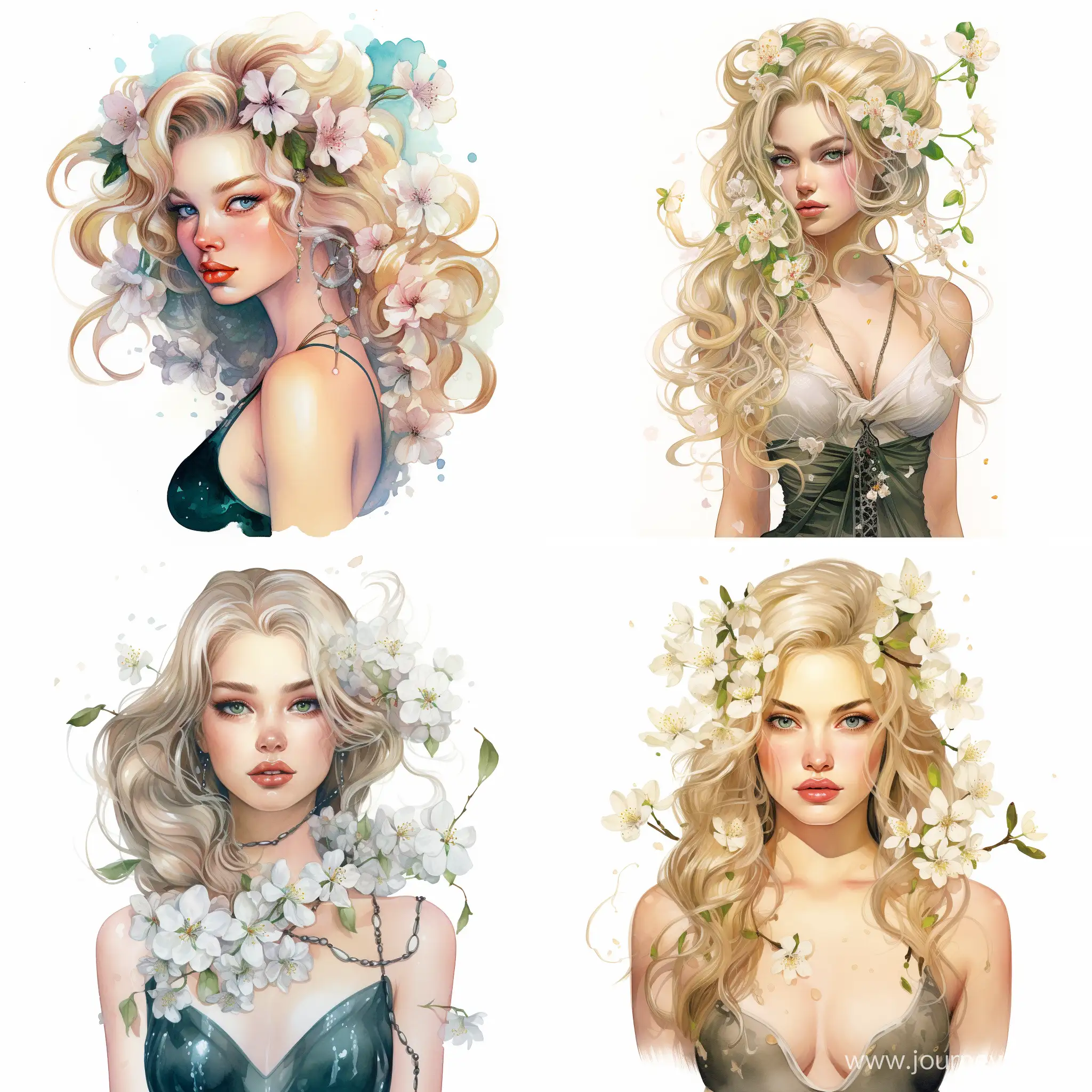 Blonde-Girl-with-Apple-Blossoms-Victor-Ngai-Inspired-Watercolor-Art