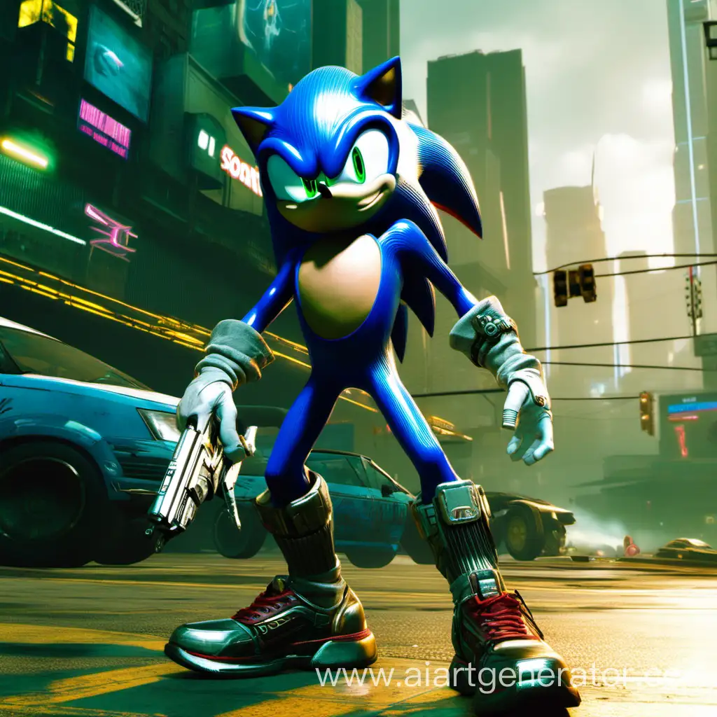 Sonic-the-Hedgehog-Explores-Cyberpunk-2077-Universe