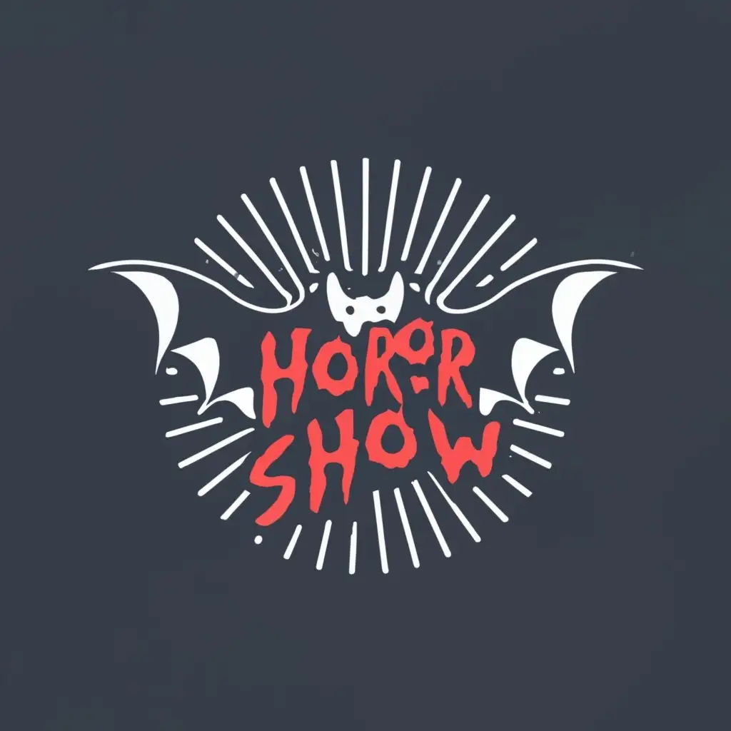 LOGO-Design-For-Horror-Show-BatInspired-Logo-in-Black-White-and-Unsaturated-Red-Colors