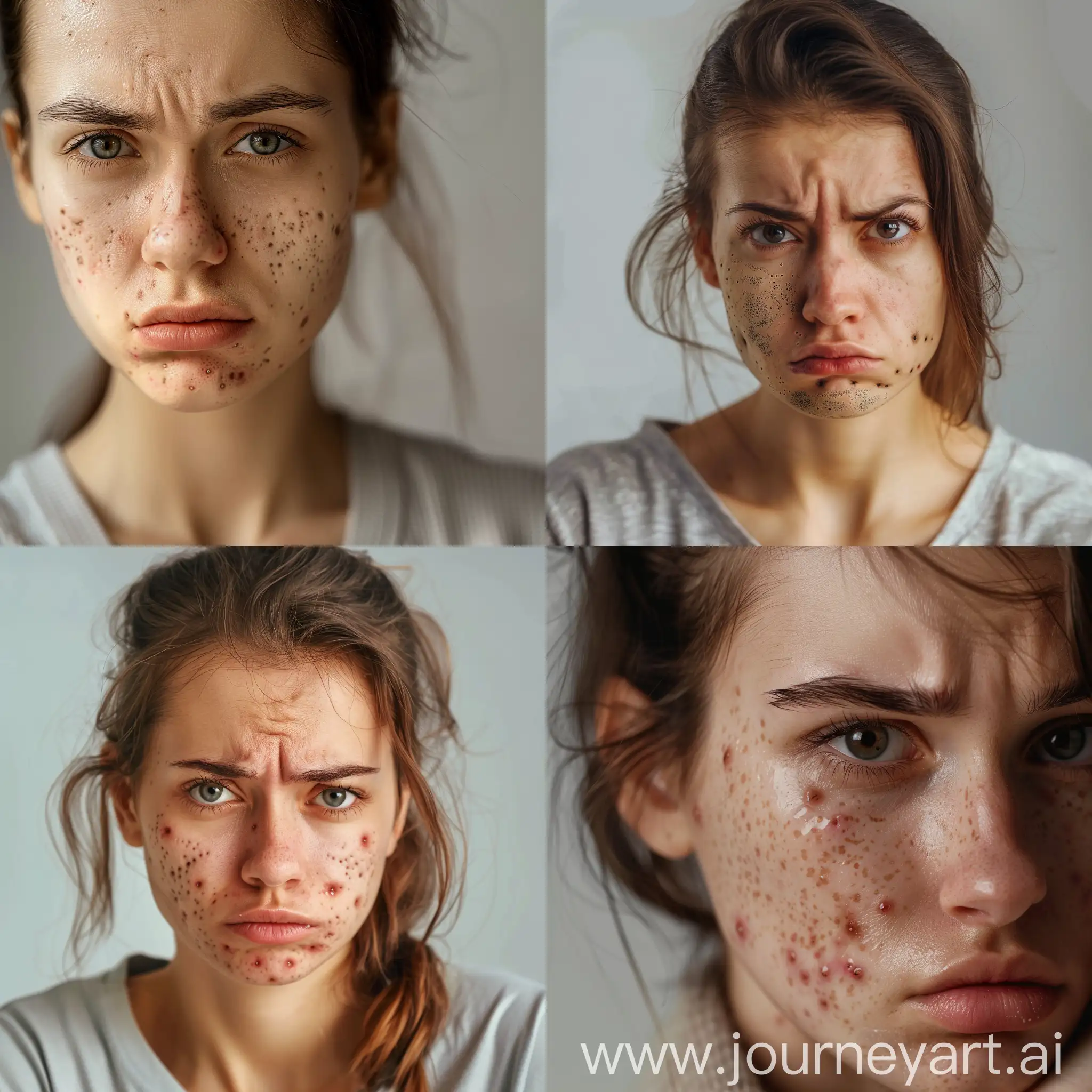 Portrait-of-a-Distressed-Woman-with-Oily-Skin-and-Acne
