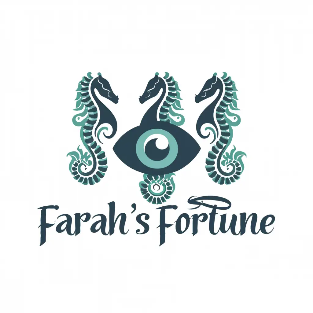 a logo design,with the text 'Farah's Fortune', main symbol:Sea horses, Evil Eye,Moderate, be used in Entertainment industry, clear background