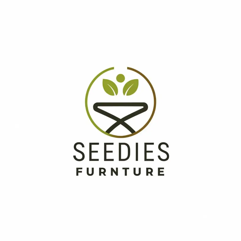 a logo design,with the text 'Seedies Furniture', main symbol:a seed and a chair,complex,be used in Retail industry,clear background