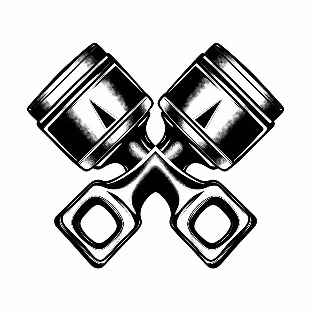 Crossed Pistons Vector Sketch Monochrome Illustration