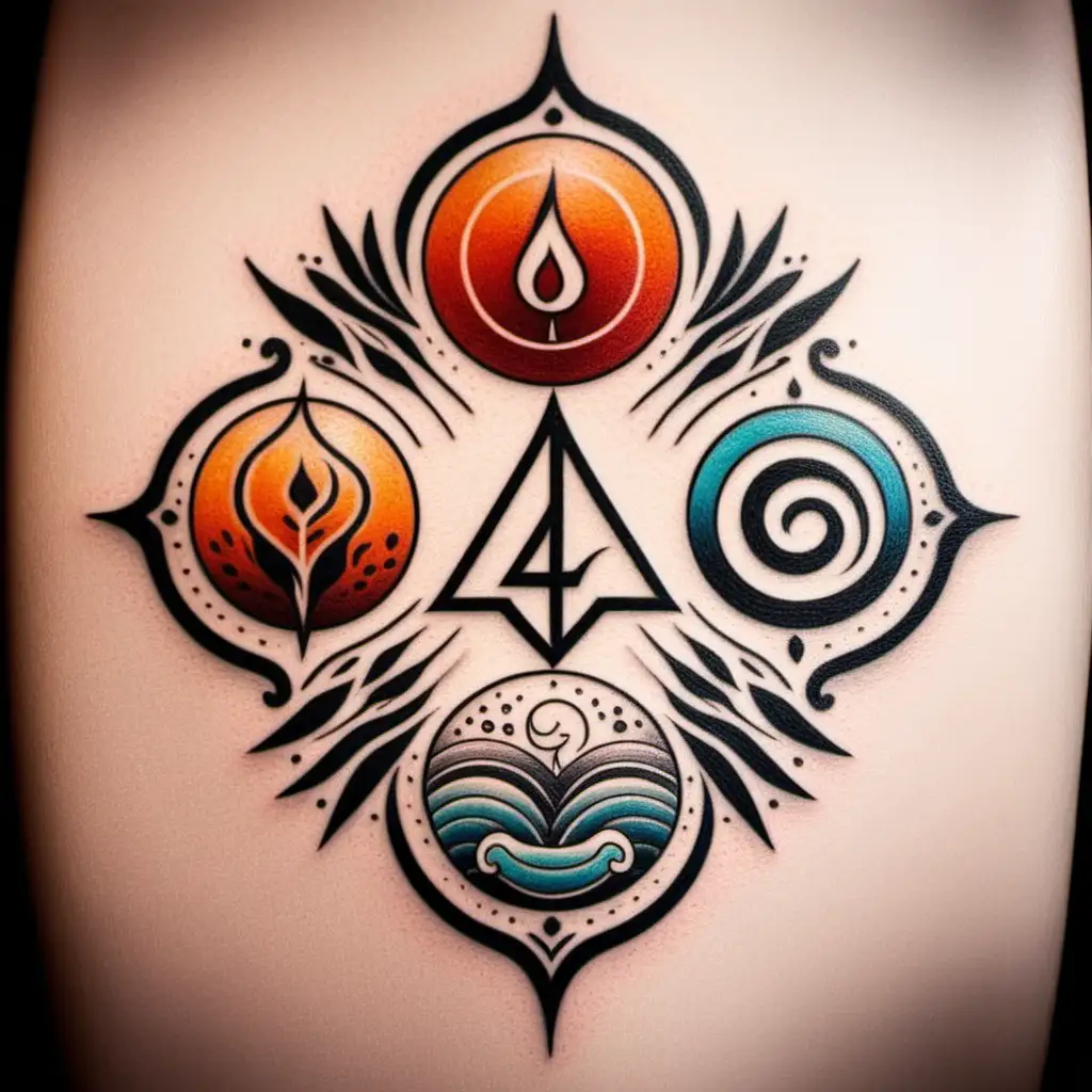 Four Elements Tattoo Design Earth Air Fire and Water