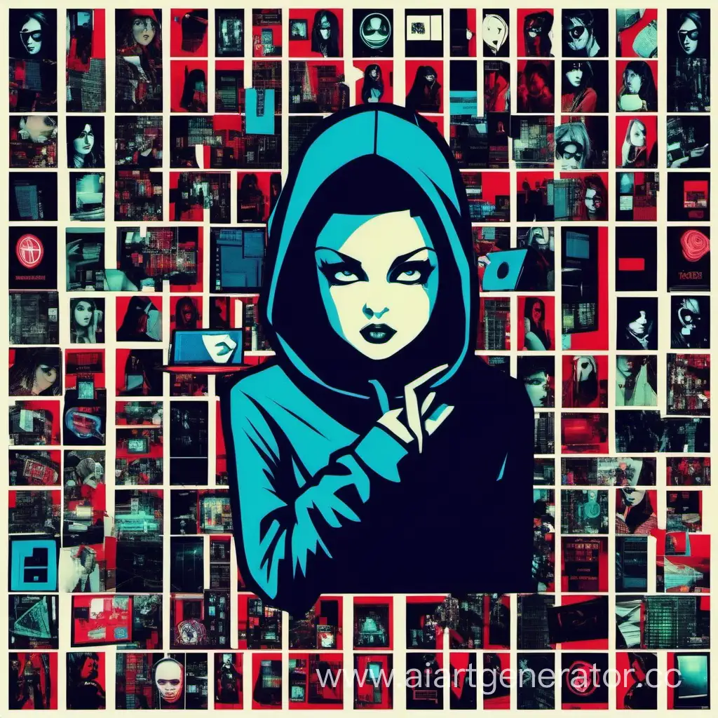 Cybersecurity-Collage-Girls-in-Black-Blue-Red-and-Green-Hacking