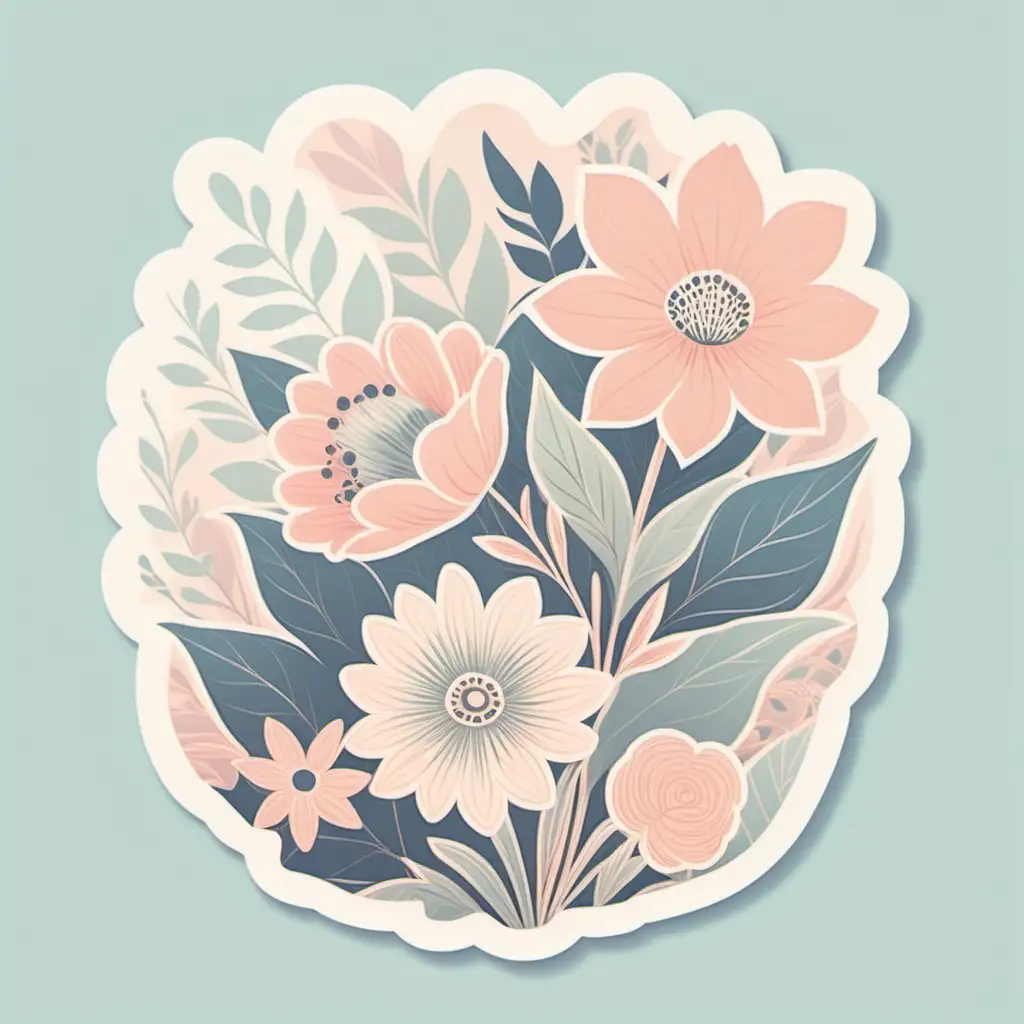 illustration, one coquette whimsical  FLORAL BACKGROUND
, sticker,  soft, pastel colors, incorporate a touch of vintage-inspired design, and focus on conveying a charming and flirtatious vibe