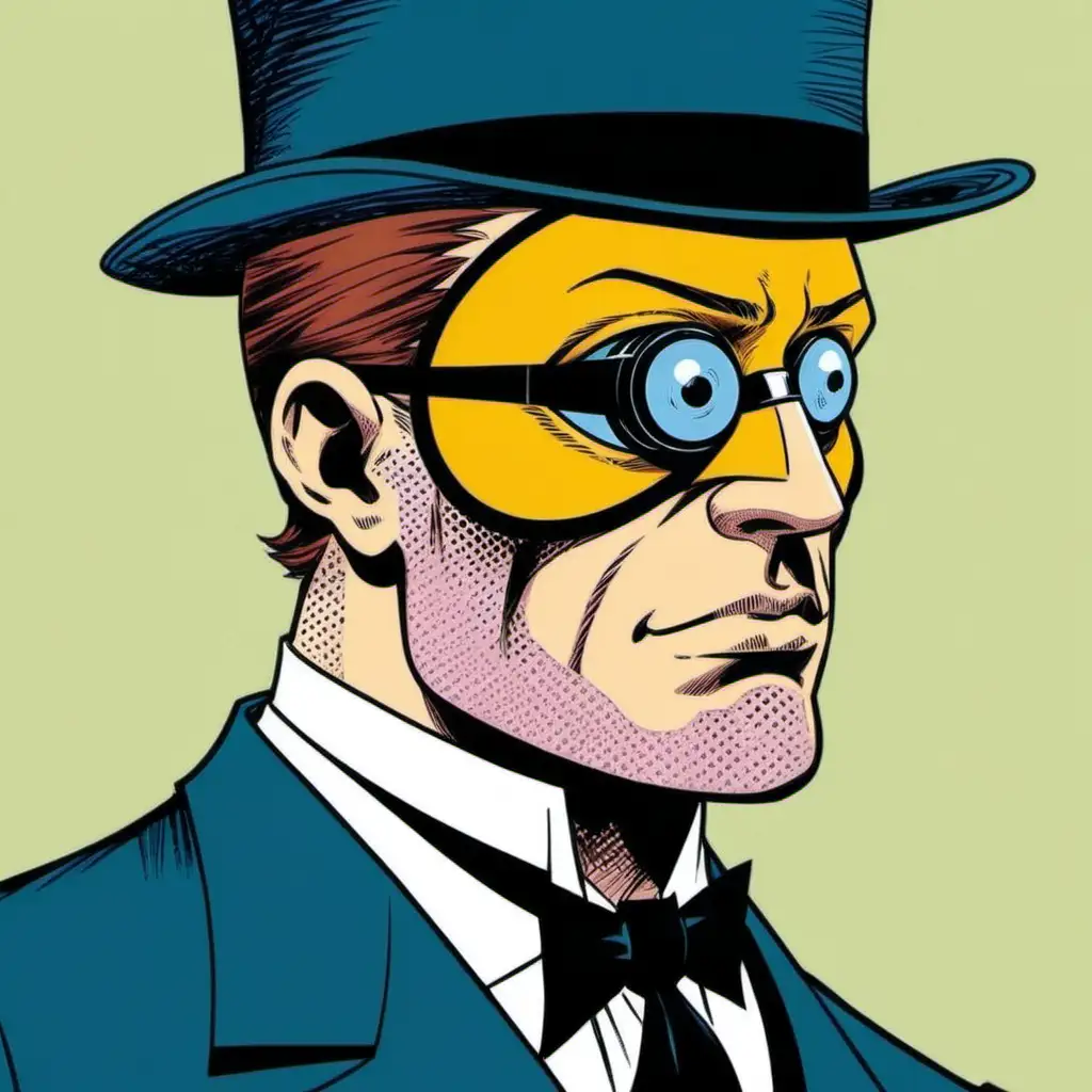 Colorful Comic Panel Cyclops with Monocle
