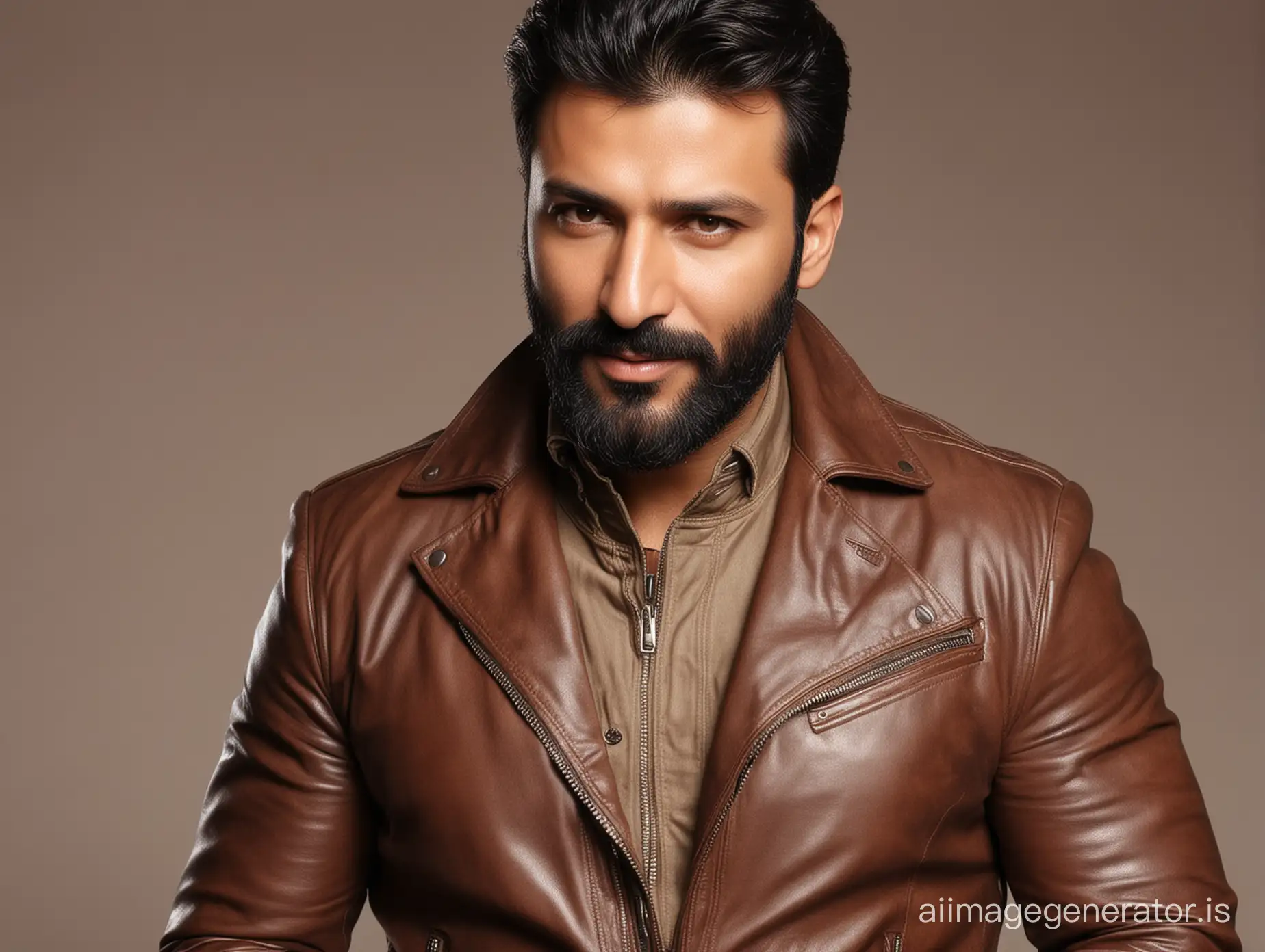 Aijaz-Aslam-Embracing-His-Fuller-Beard-in-a-Stylish-Brown-Leather-Jacket