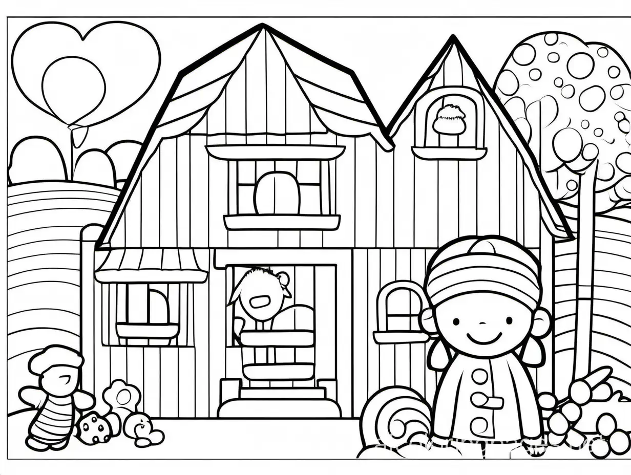 a cute clean line art, coloring book page, white background, Coloring Page, black and white, line art, white background, Simplicity, Ample White Space. The background of the coloring page is plain white to make it easy for young children to color within the lines. The outlines of all the subjects are easy to distinguish, making it simple for kids to color without too much difficulty