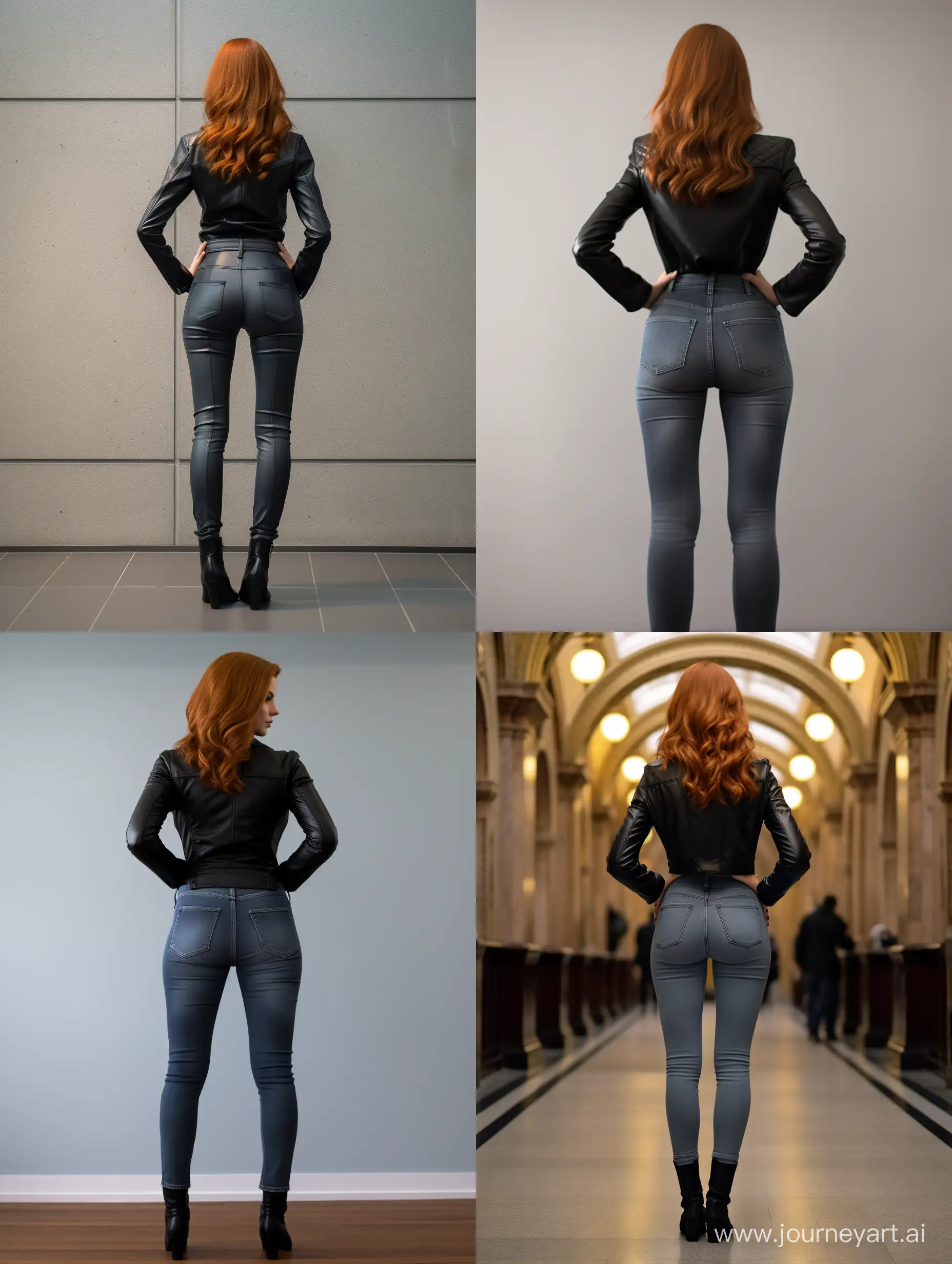 Stylish-Redhead-Woman-in-Winter-Fashion-Candid-Back-View-Photo