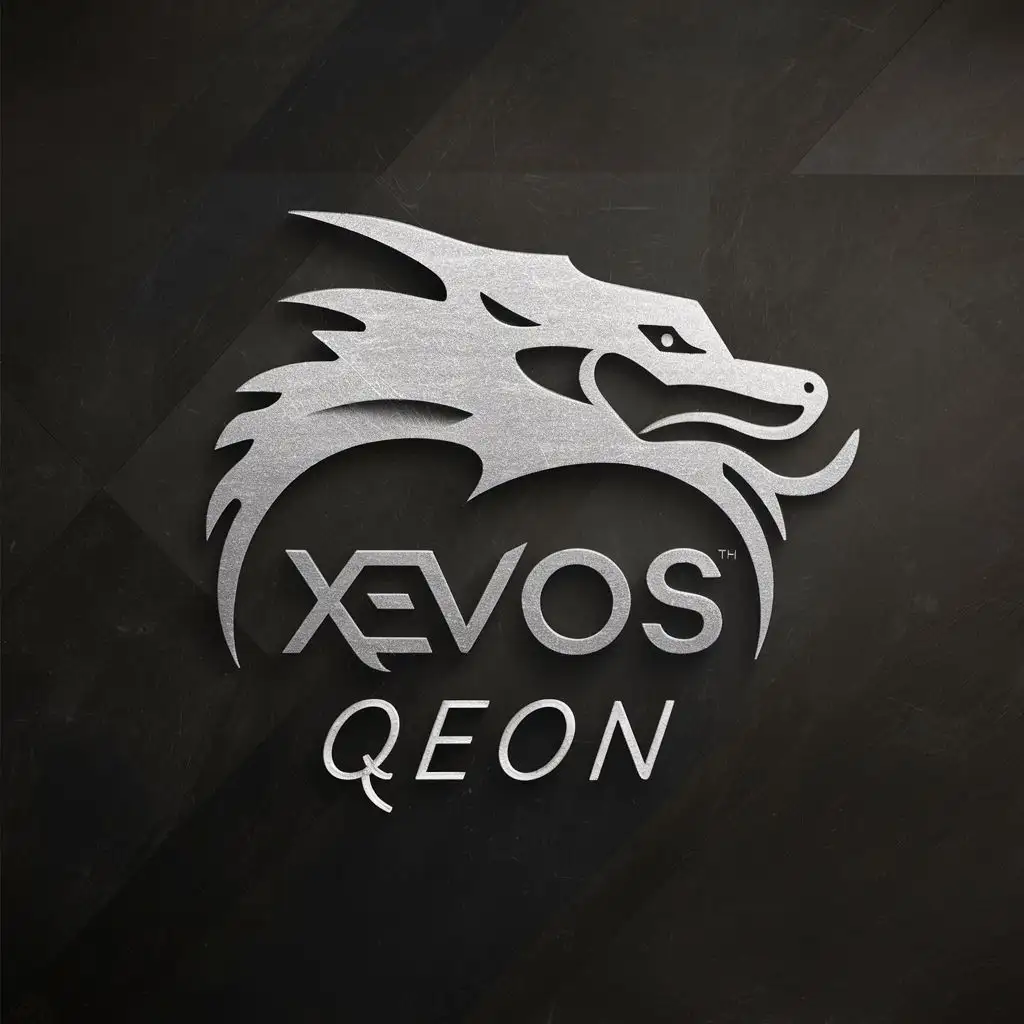 logo, Dragon, with the text "Xevos Qeon", typography, be used in Technology industry
