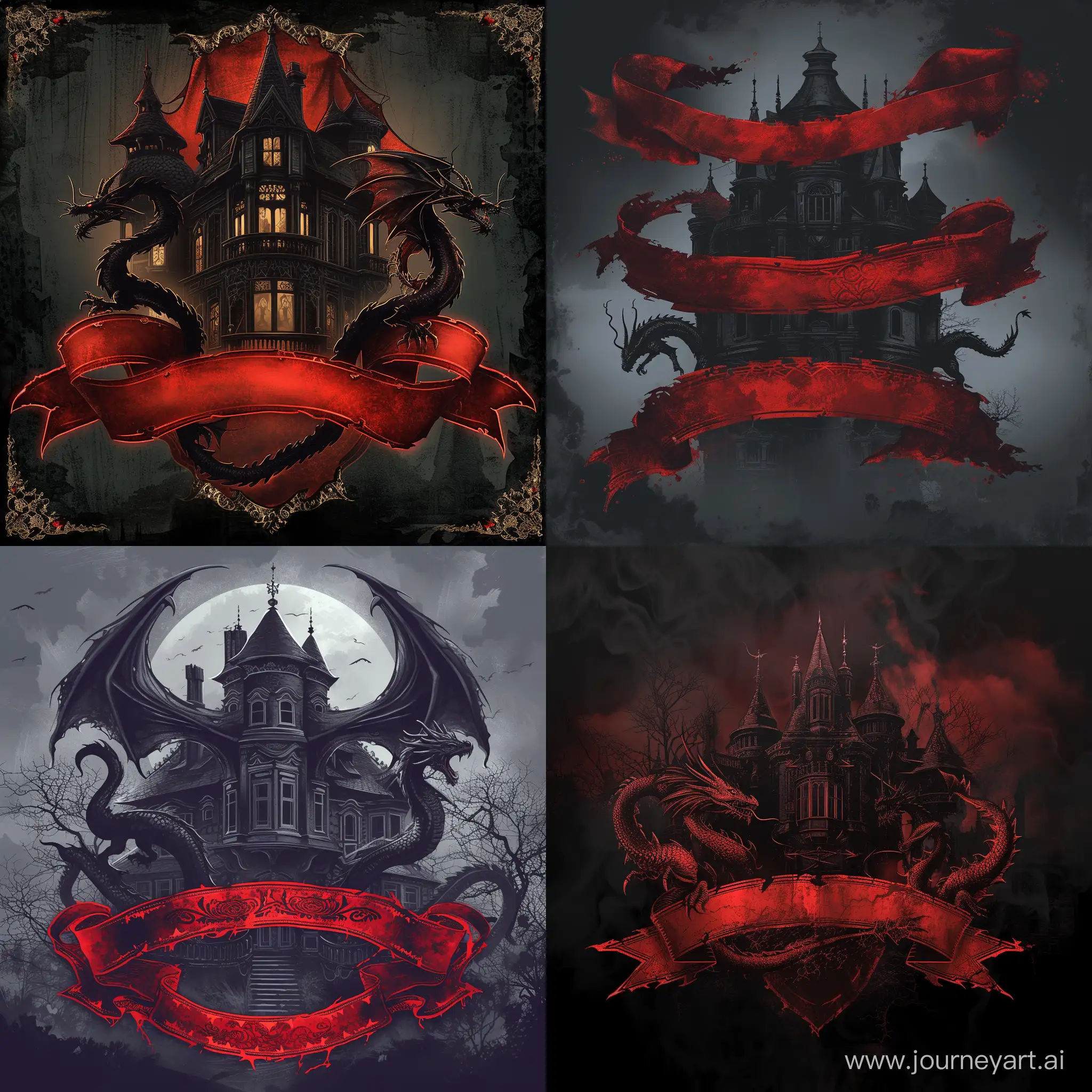 Gothic Mansion Crimson banners dragon logo