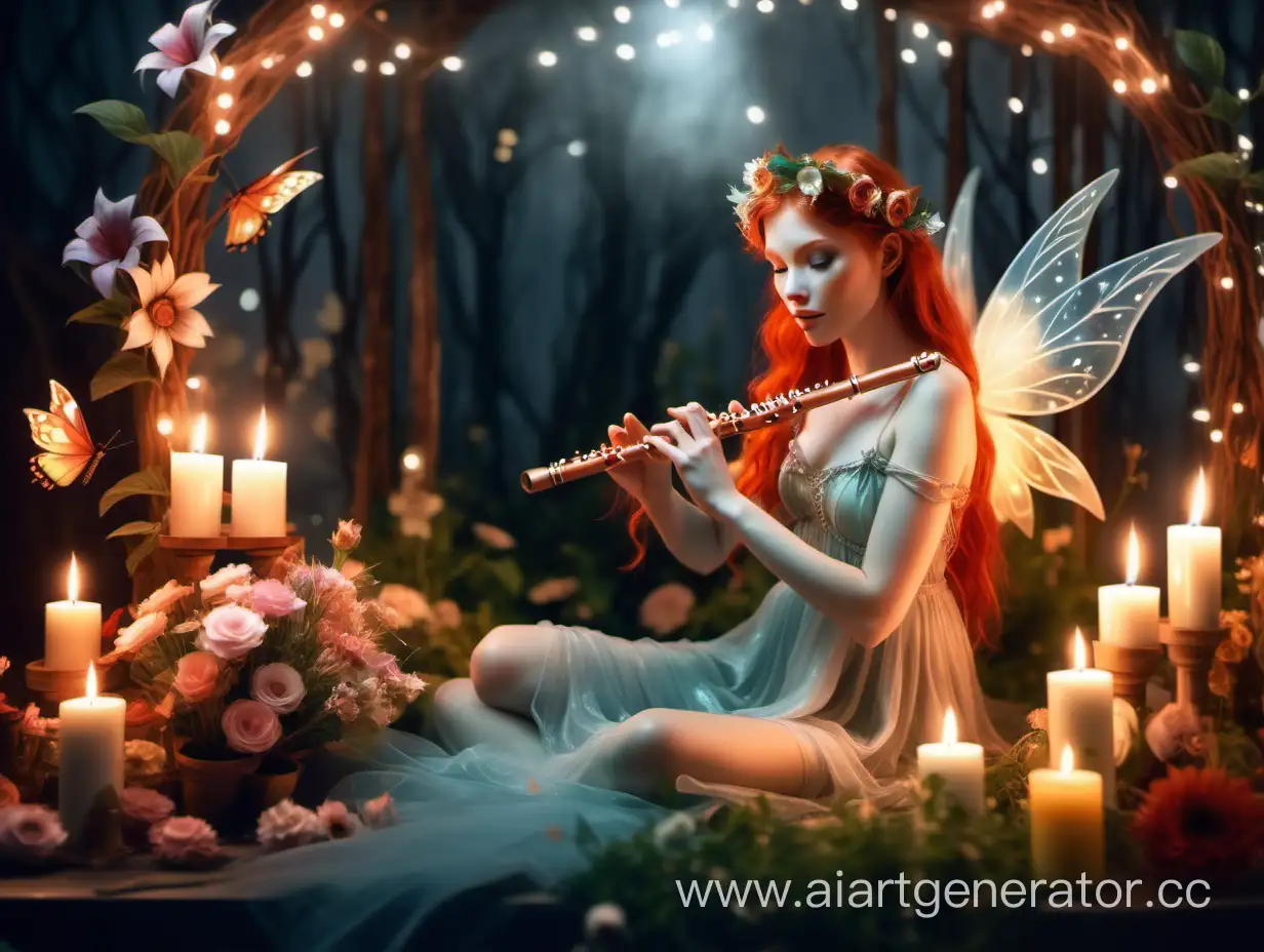 Enchanting-Redhead-Fairy-Playing-Flute-Surrounded-by-Magical-Flowers-and-Lights