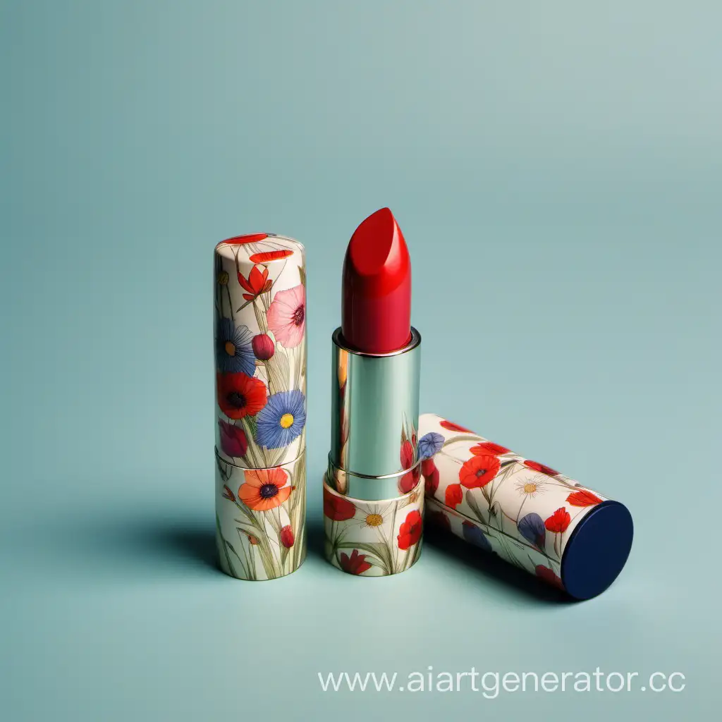 Round-Case-Lipstick-with-Charming-Field-Flowers-Pattern