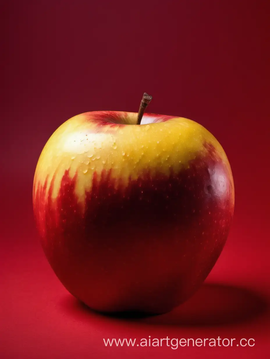 Vibrant-Red-and-Yellow-Apple-Art-on-Bold-Background