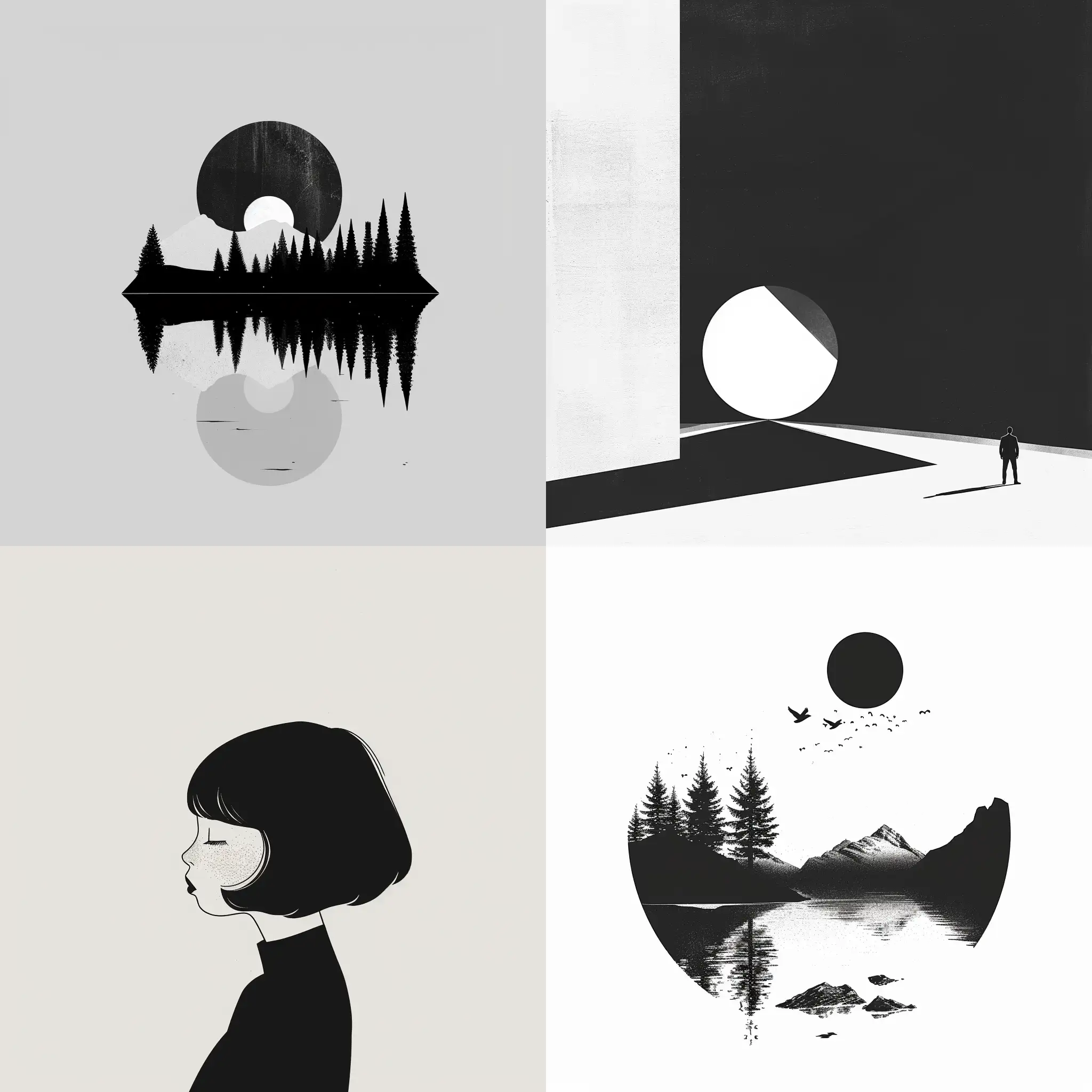 Minimalist-Black-and-White-Illustration-Abstract-Symmetry-in-Monochrome