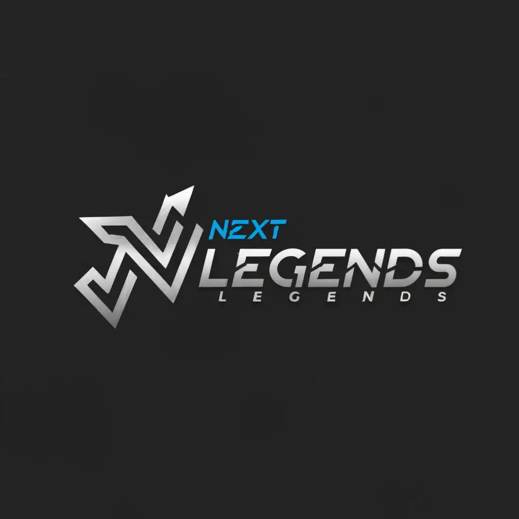 a logo design,with the text 'NextLegends', main symbol:An arrow,Moderate, clear background with a glowing blue text