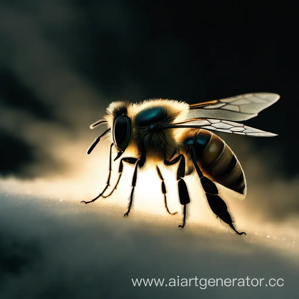 Туман тёмные цвета пчела вылетает га свет