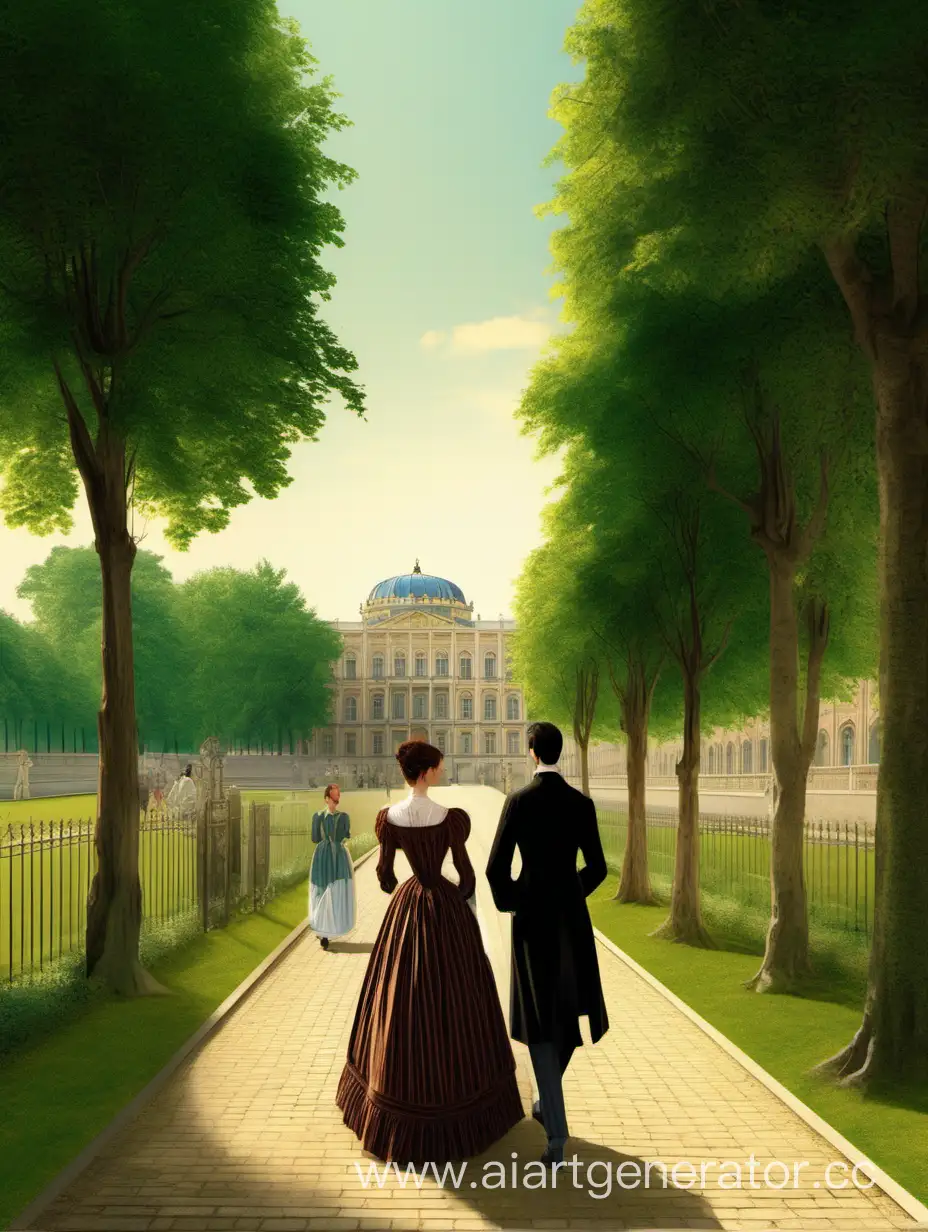 Romantic-Stroll-to-Elagin-Island-Palace-19th-Century-Love-in-a-Curving-Park-Alley