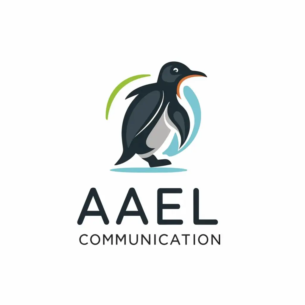 logo, penguin, with the text "AFEL - COMMUNICATION", typography, be used in Technology industry