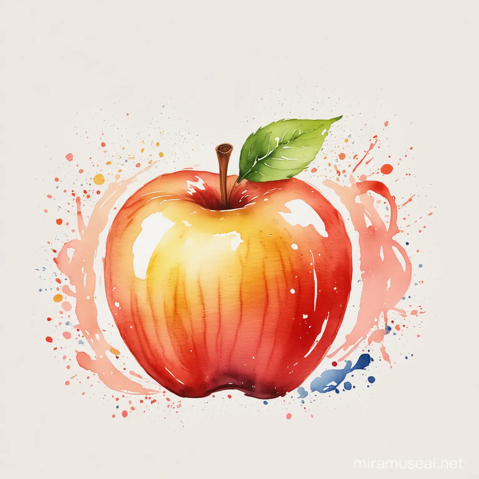 Teacher Appreciation Joyful Watercolor Tribute with Apple on White Background