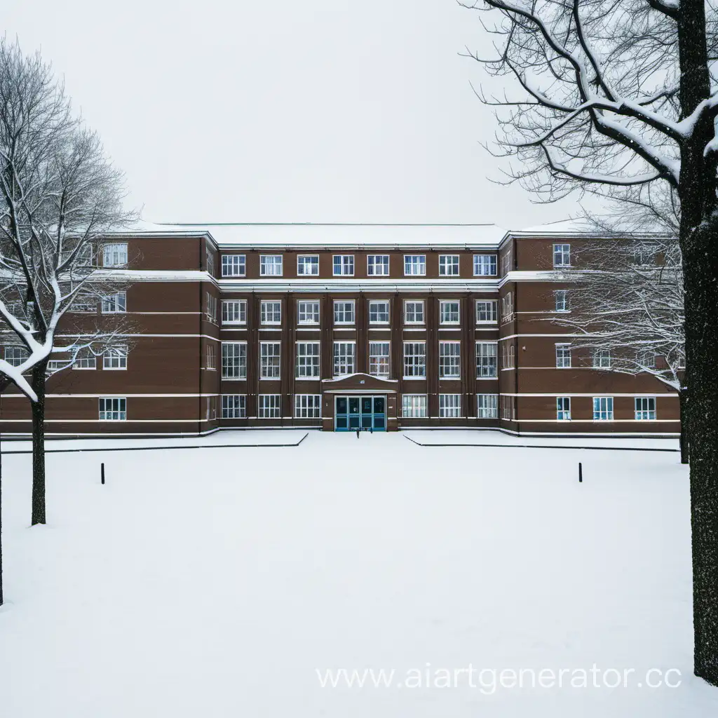 Школа заваленная снегом